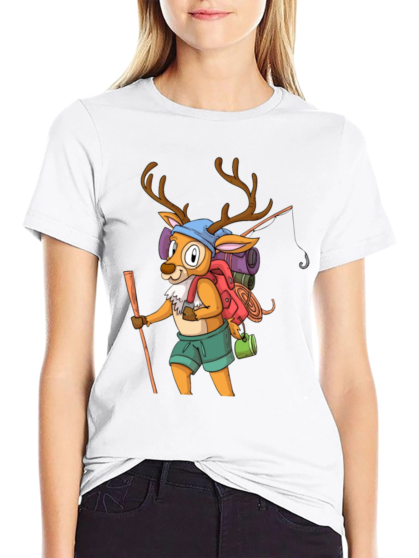 Hiking Deer Graphic Tee - Adventure Ready!
