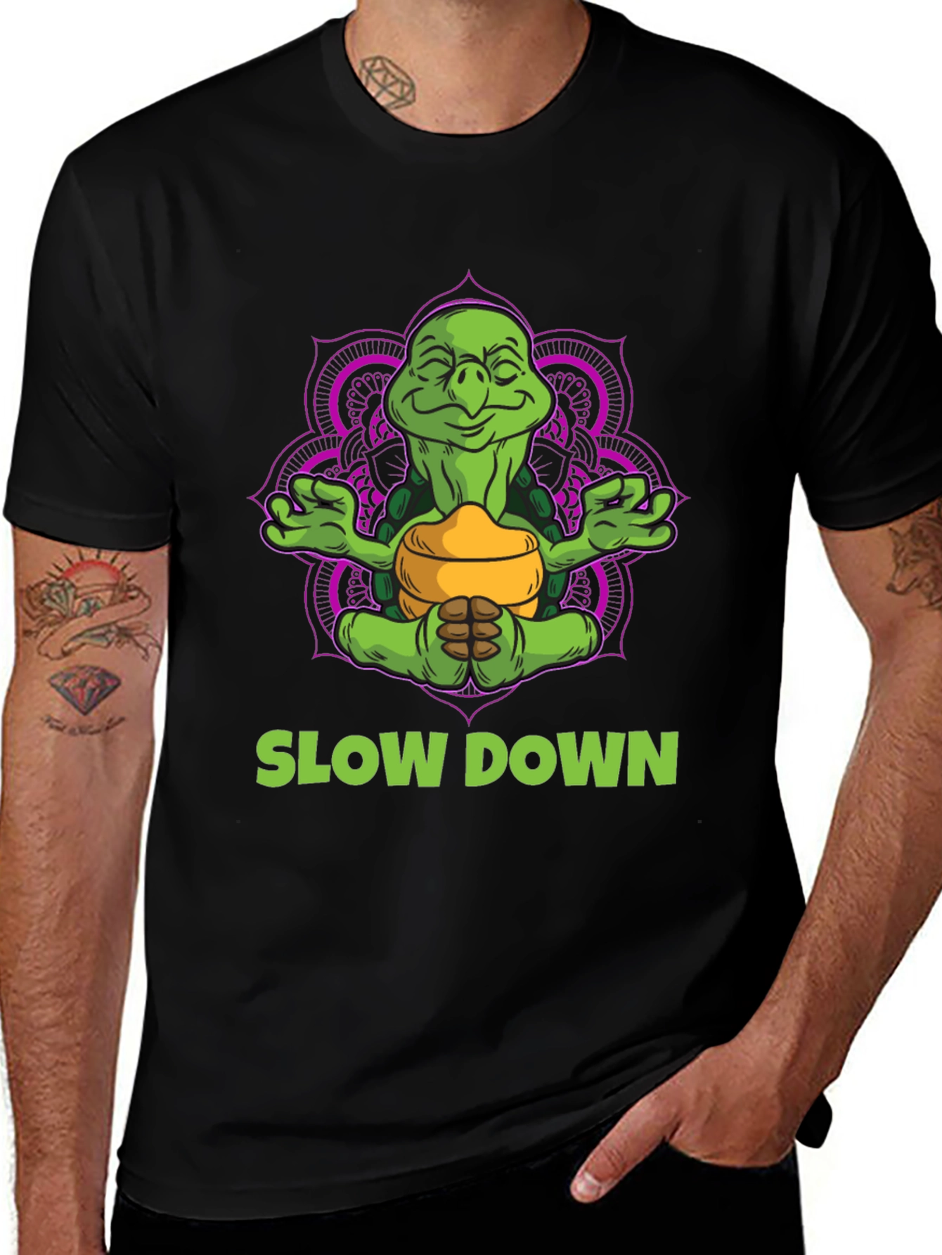 Meditating Turtle T-Shirt - Slow Down and Relax