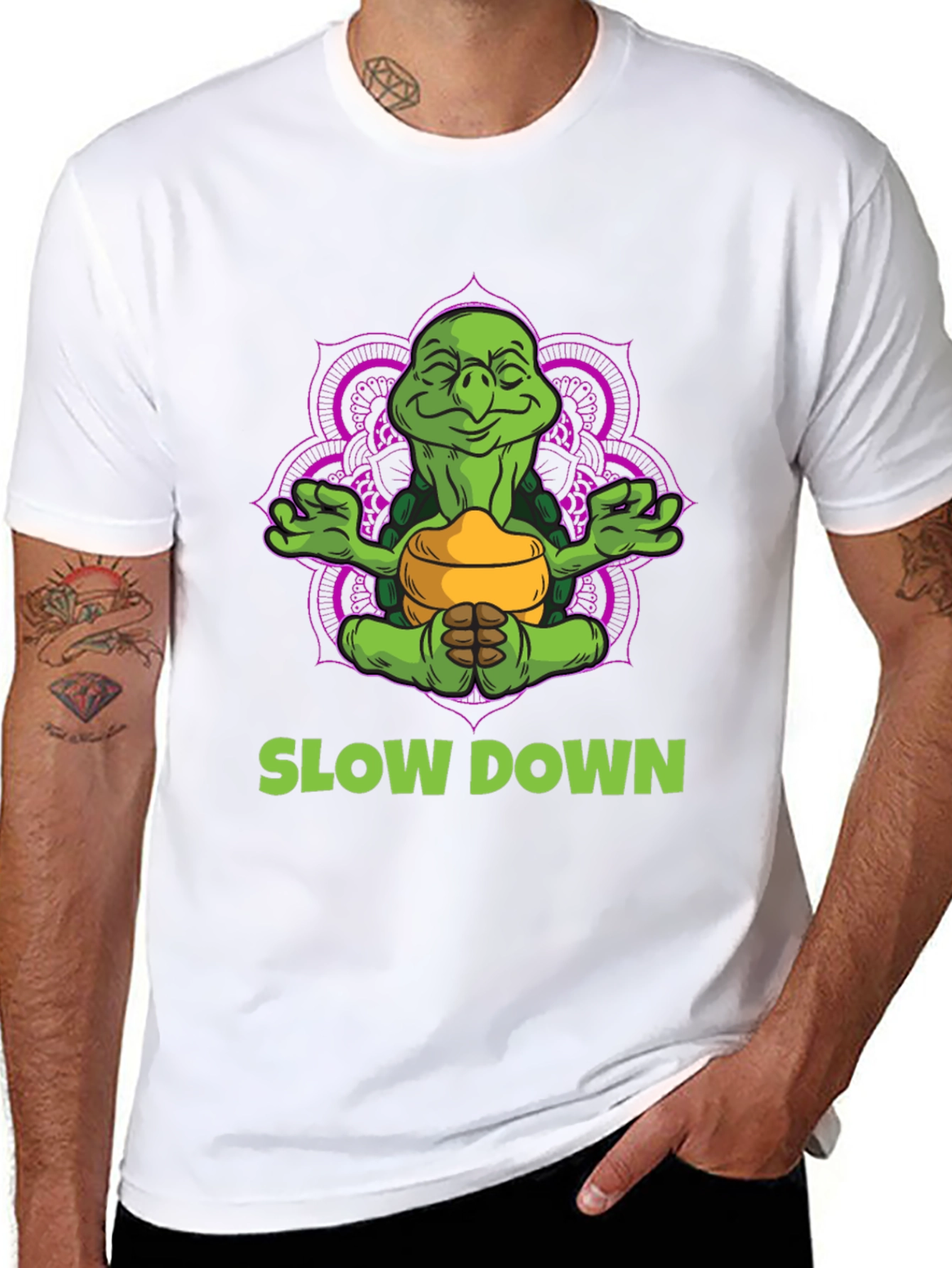 Meditating Turtle T-Shirt - Slow Down and Relax