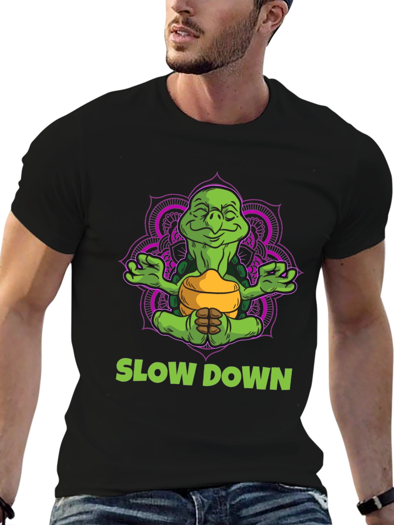 Meditating Turtle T-Shirt - Slow Down and Relax