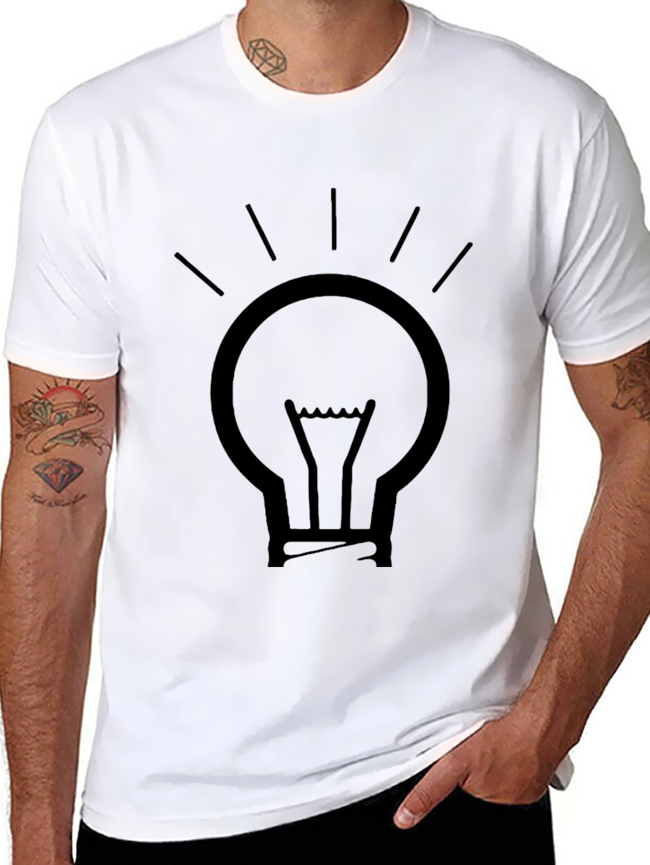 Idea Lightbulb Graphic Tee - Black Cotton T-Shirt