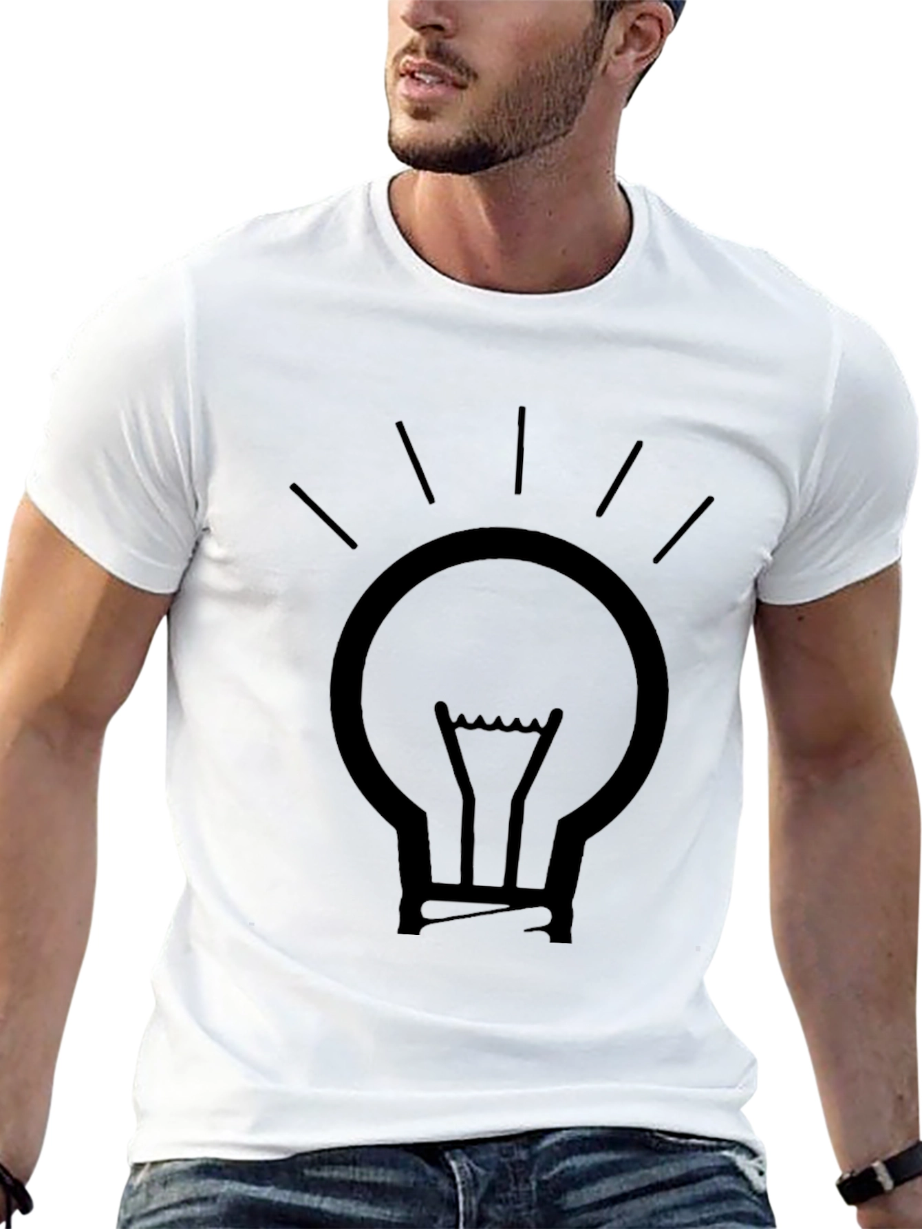 Idea Lightbulb Graphic Tee - Black Cotton T-Shirt