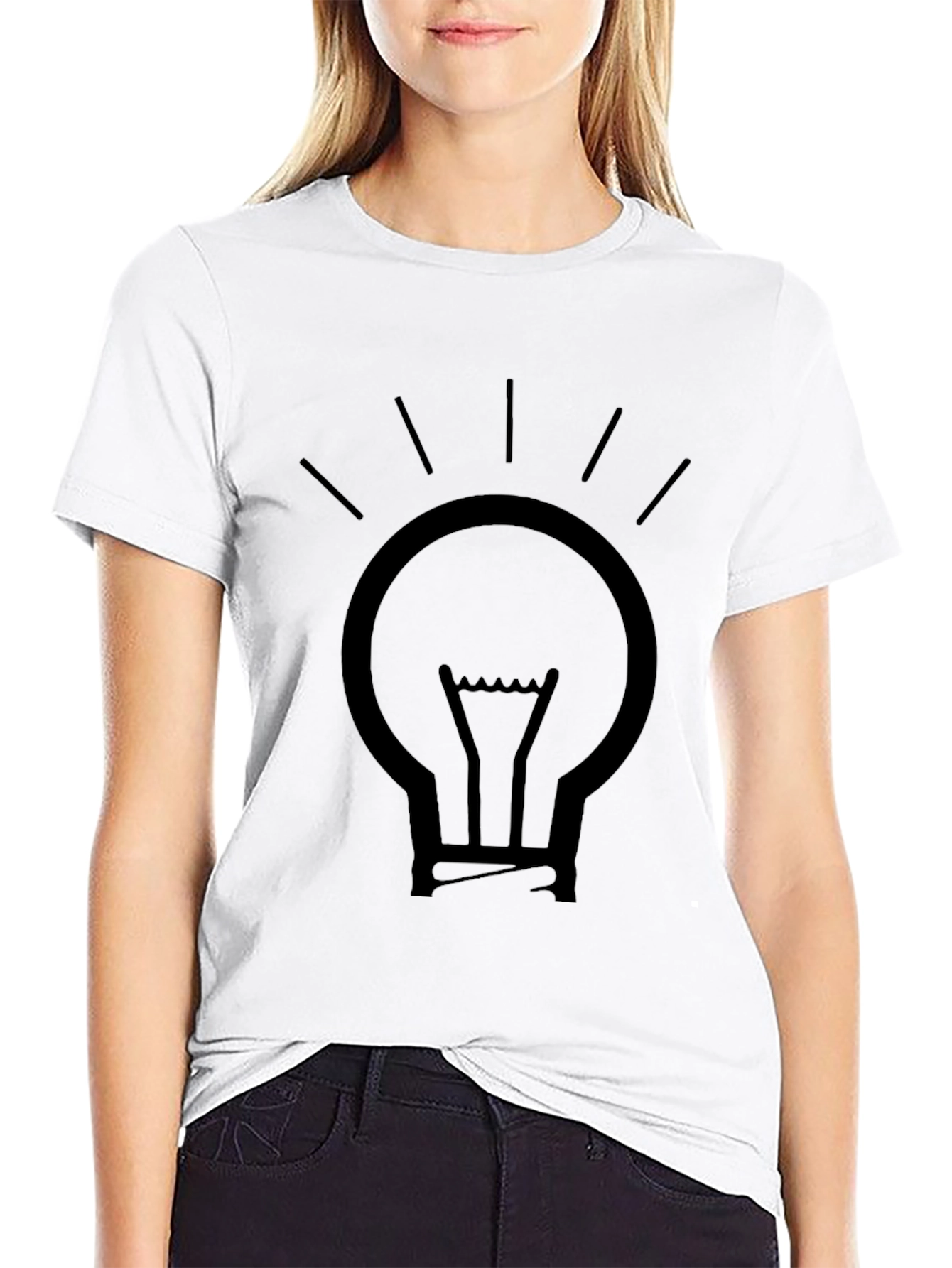 Idea Lightbulb Graphic Tee - Black Cotton T-Shirt