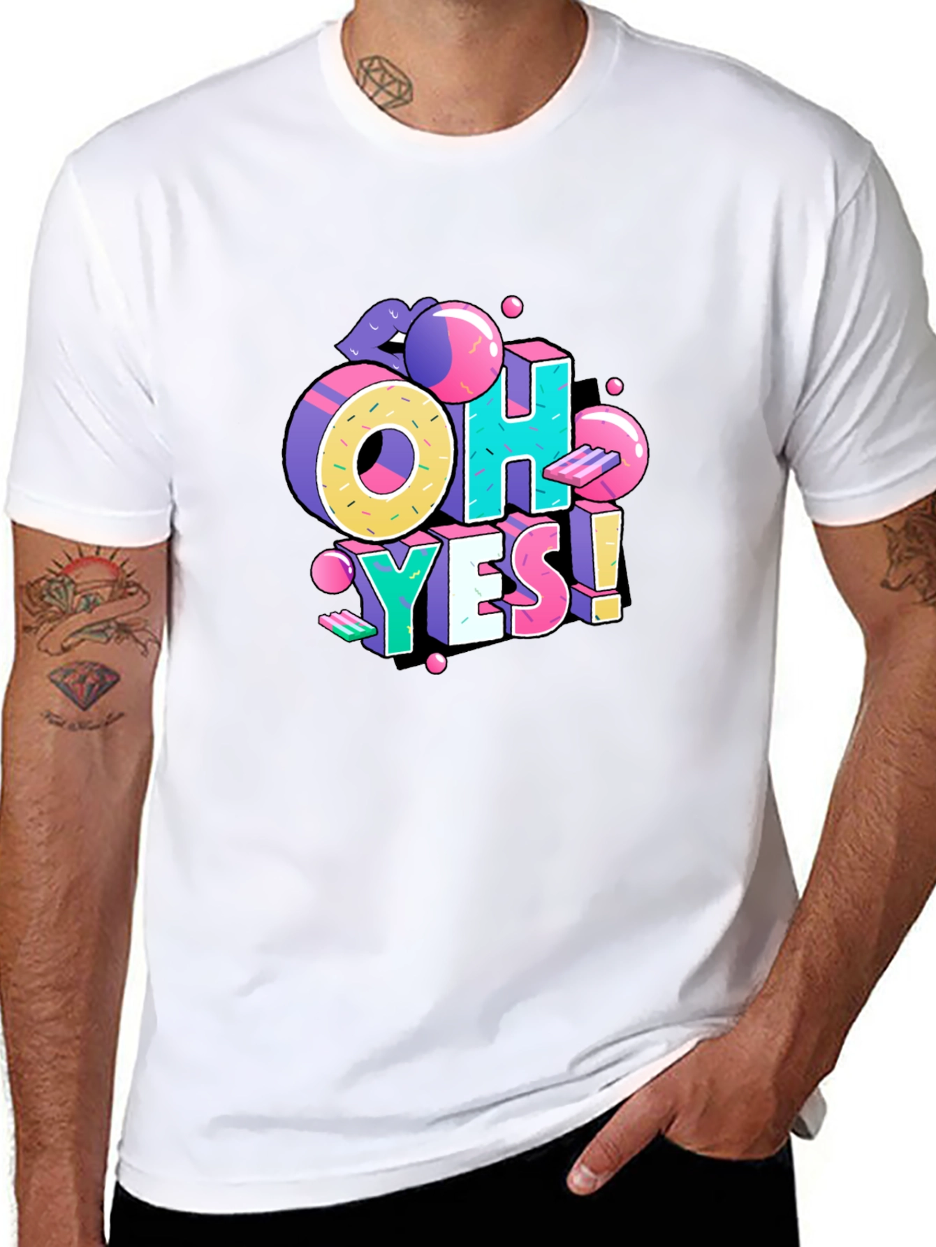 Retro OH YES! Graphic Black T-Shirt