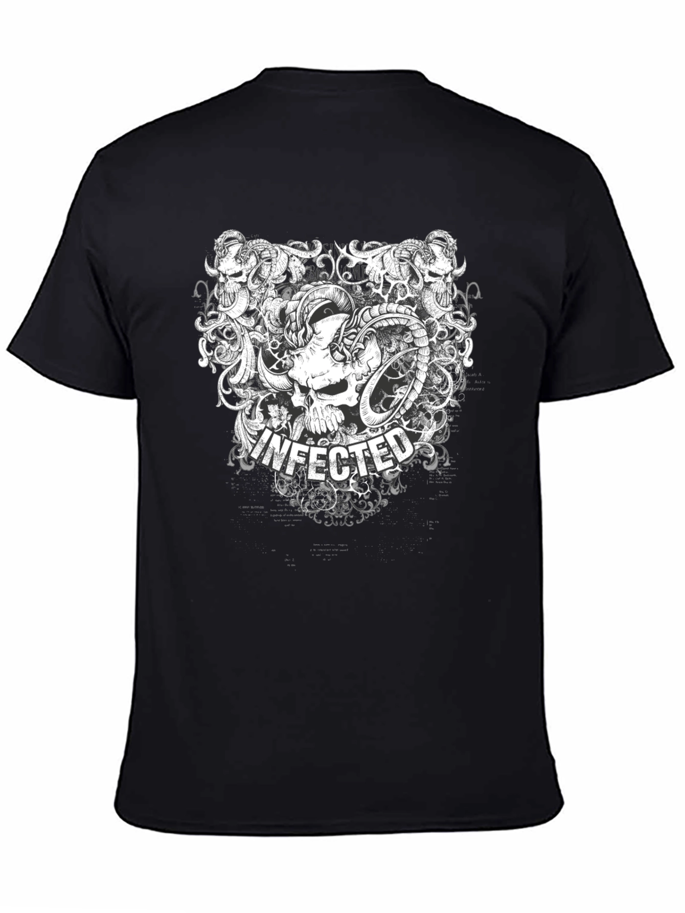 Infected Skull Graphic Print Black T-Shirt