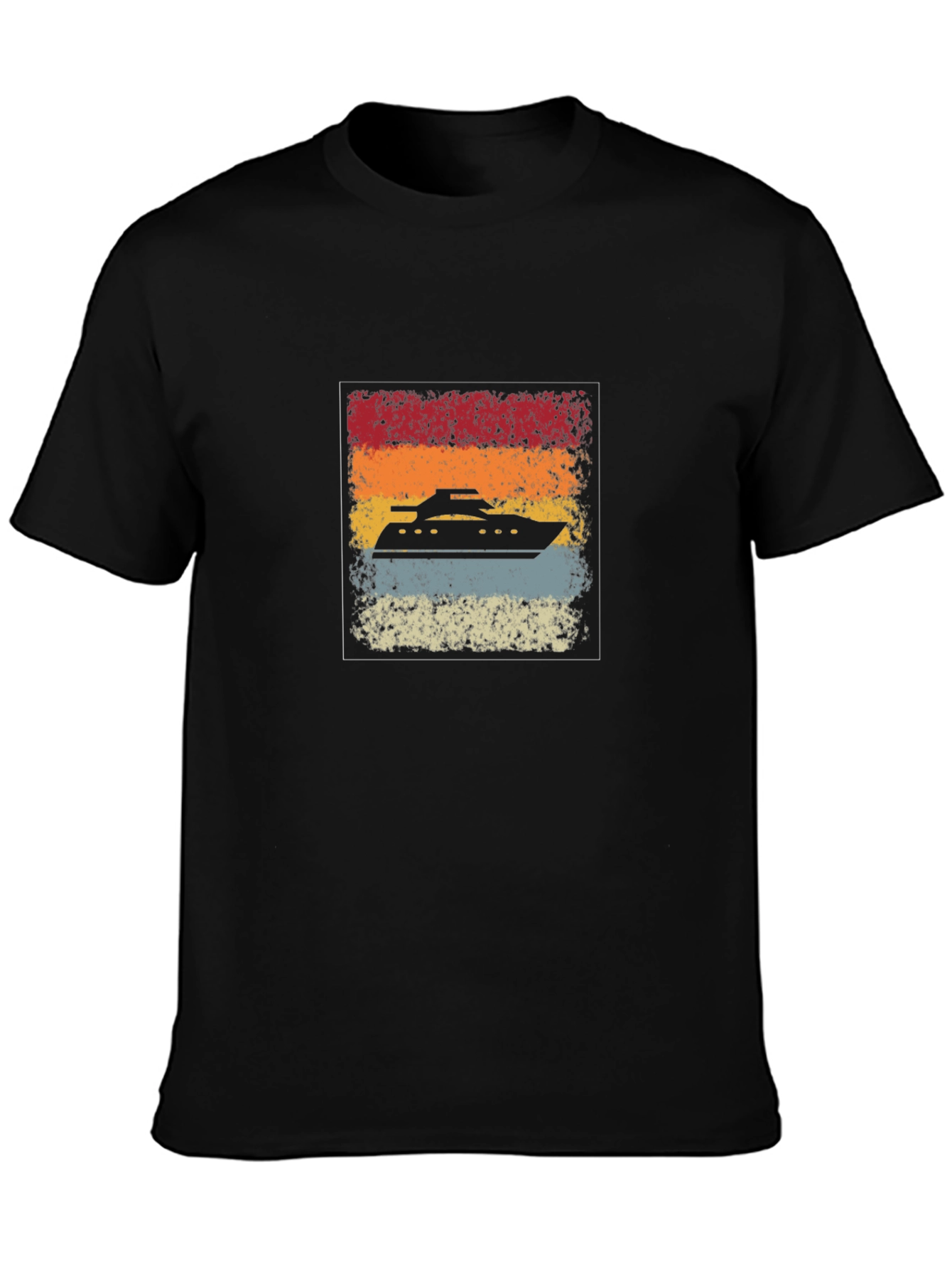Retro Cruise Ship Graphic Tee - Black