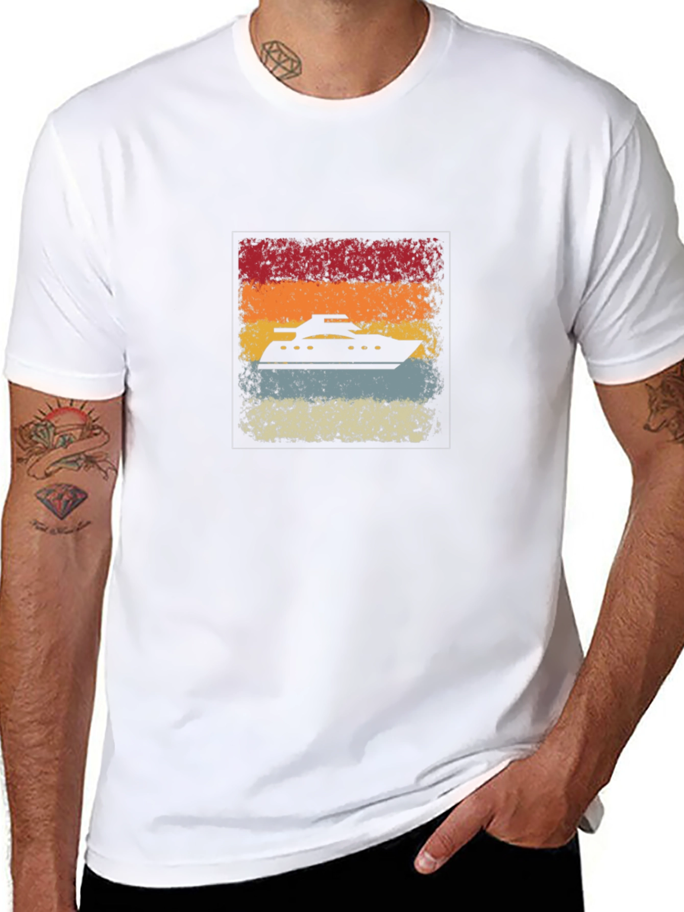 Retro Cruise Ship Graphic Tee - Black