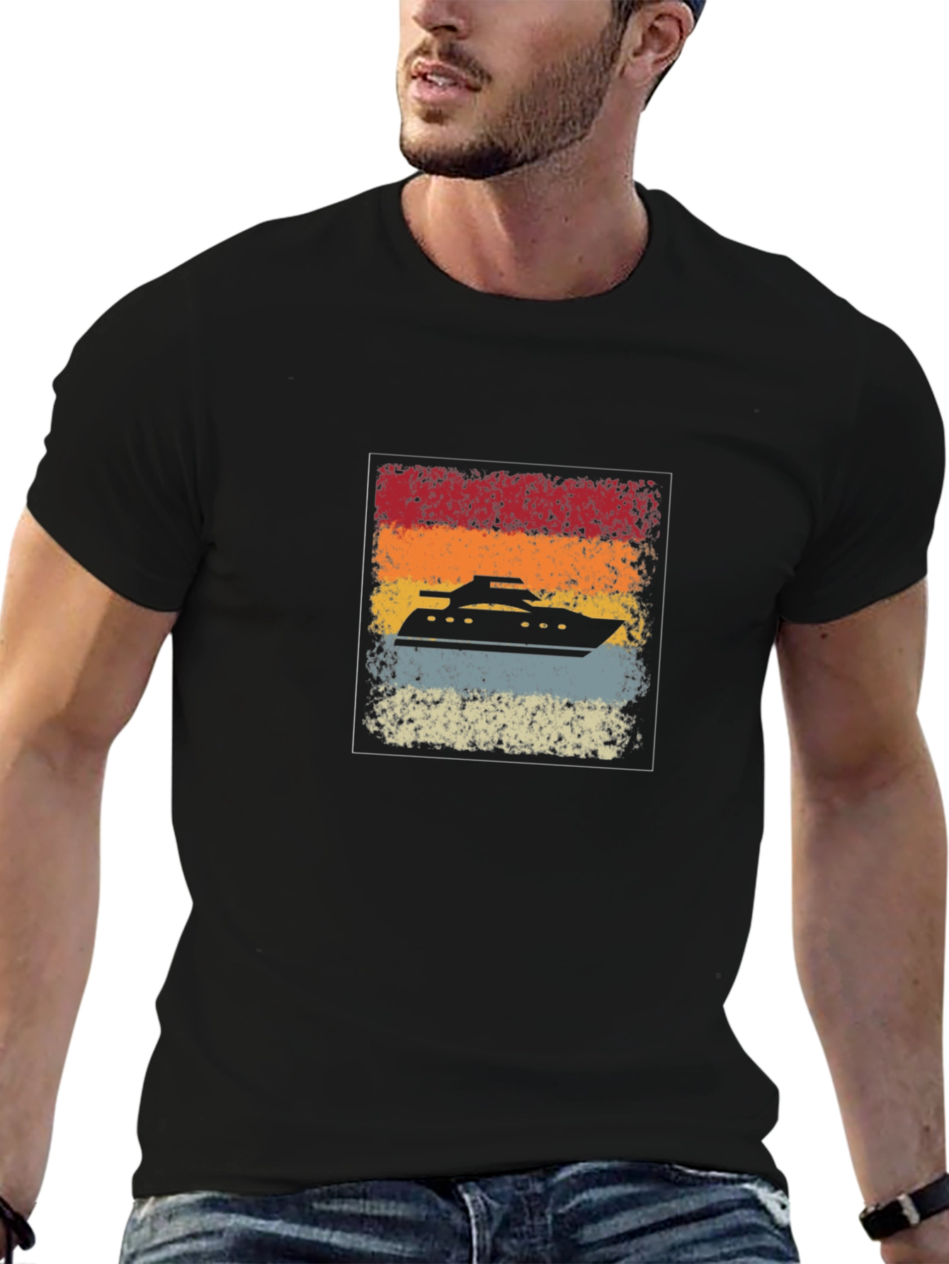 Retro Cruise Ship Graphic Tee - Black