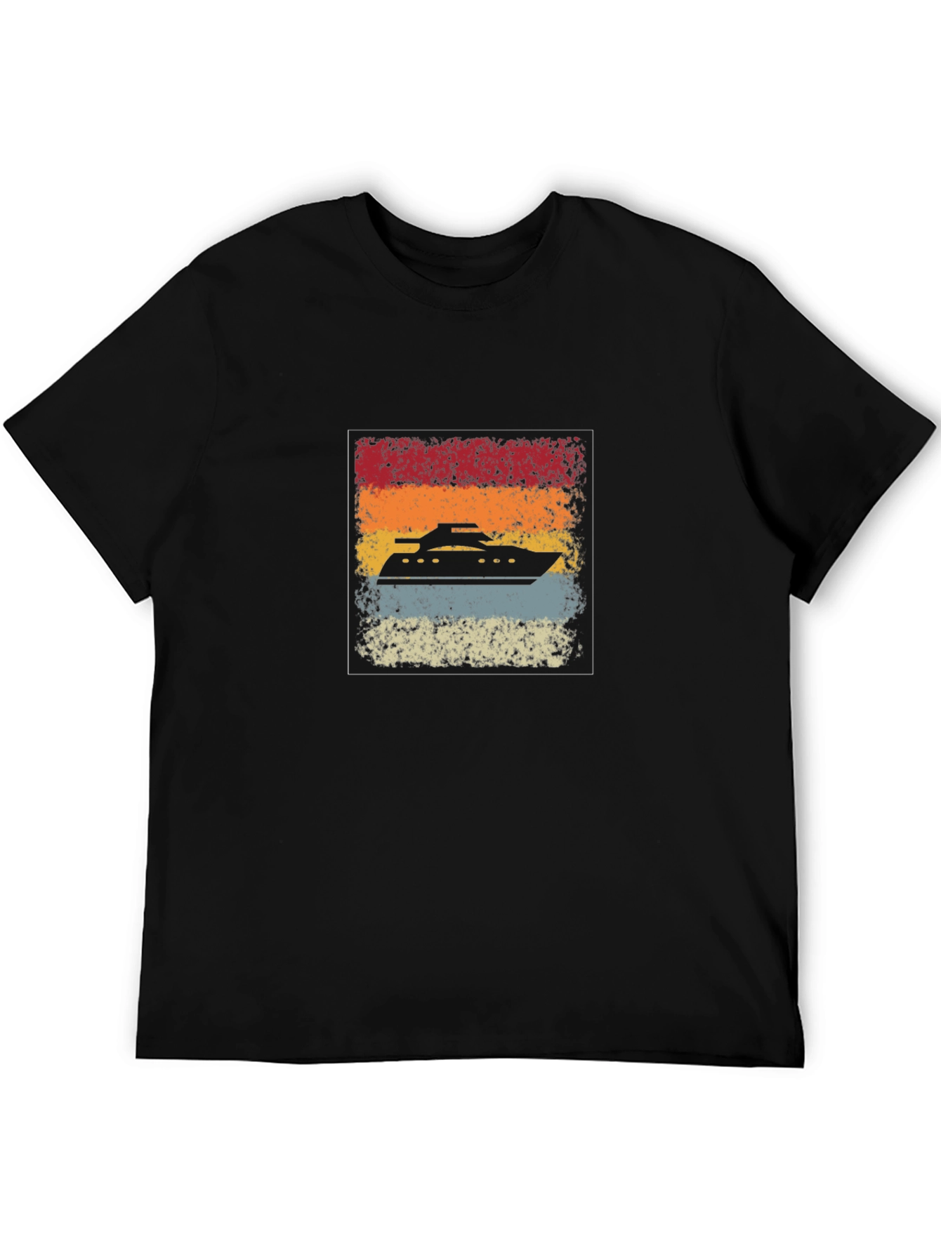 Retro Cruise Ship Graphic Tee - Black
