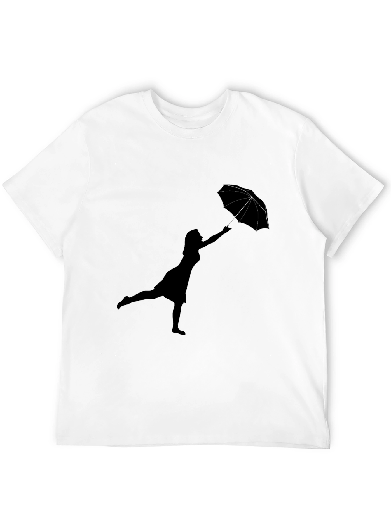 Woman with Umbrella Black T-Shirt