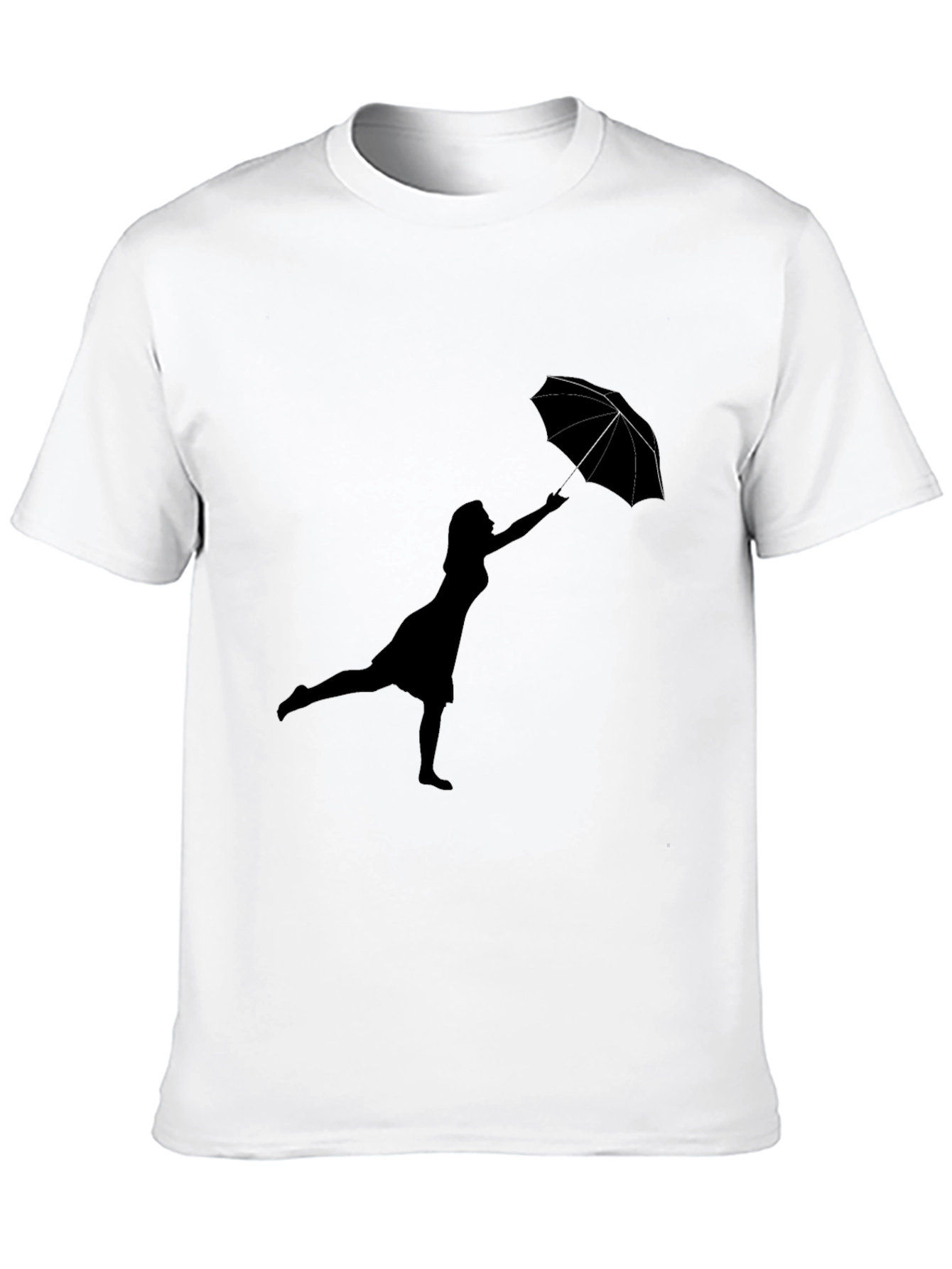 Woman with Umbrella Black T-Shirt