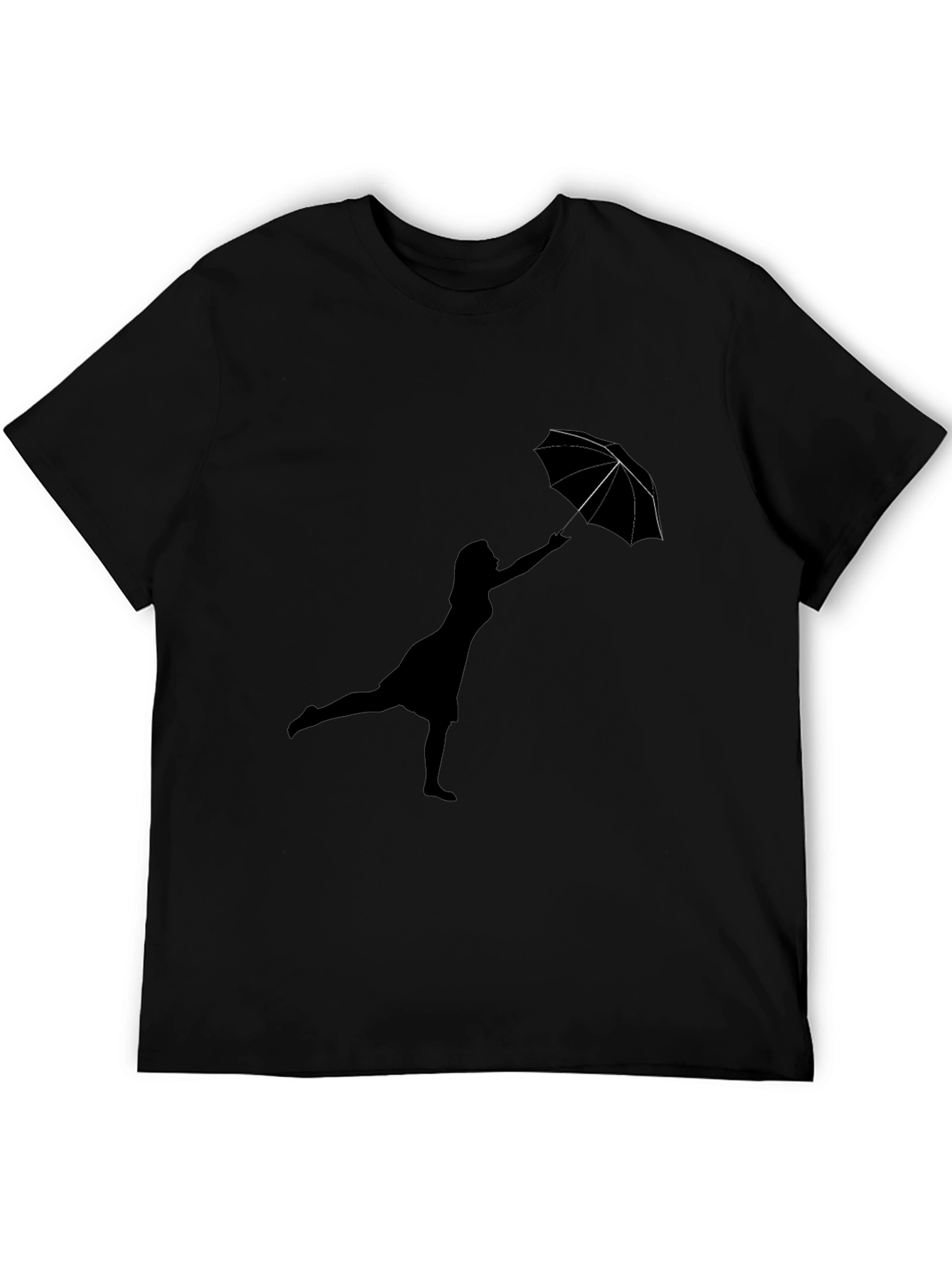 Woman with Umbrella Black T-Shirt