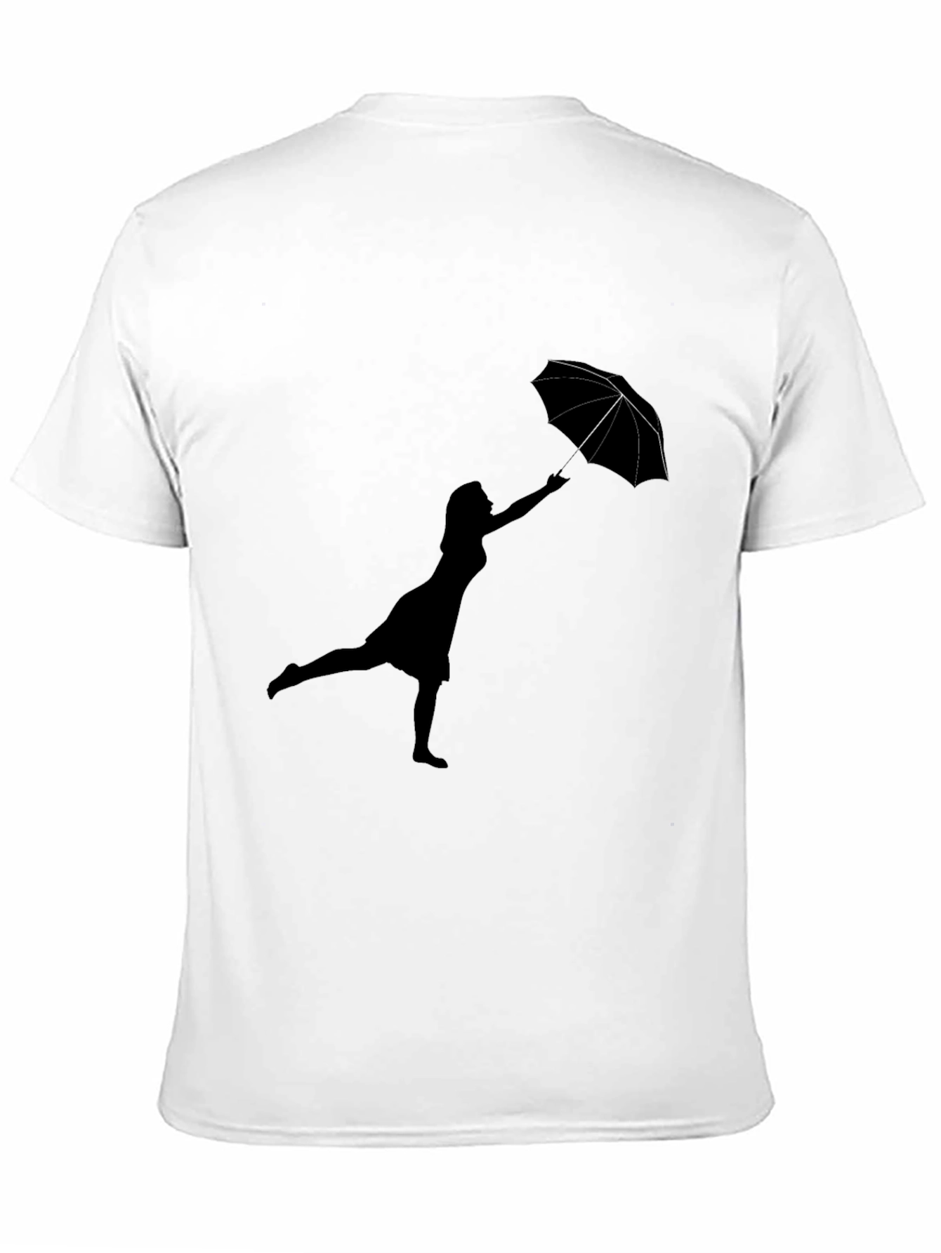 Woman with Umbrella Black T-Shirt