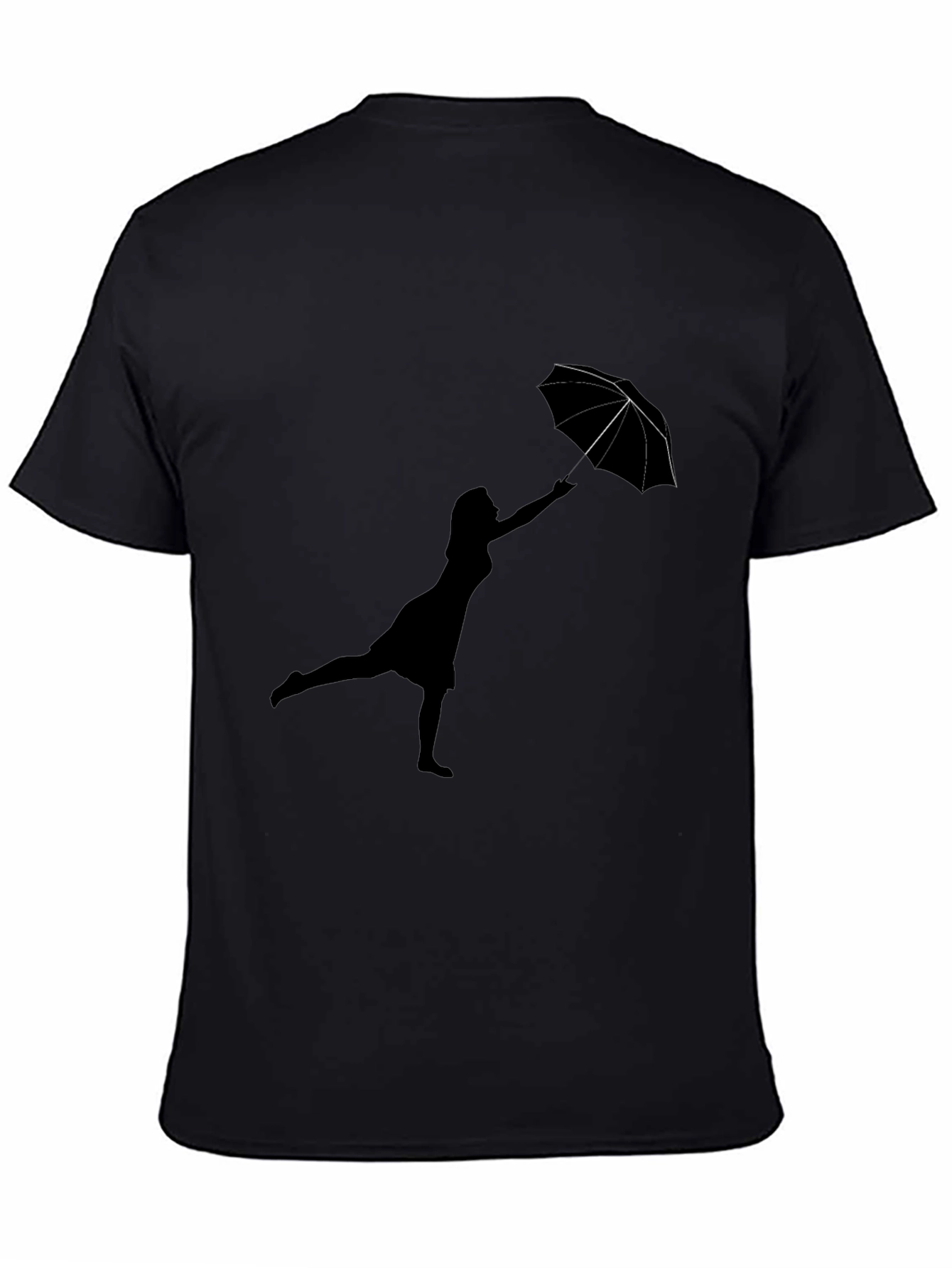 Woman with Umbrella Black T-Shirt