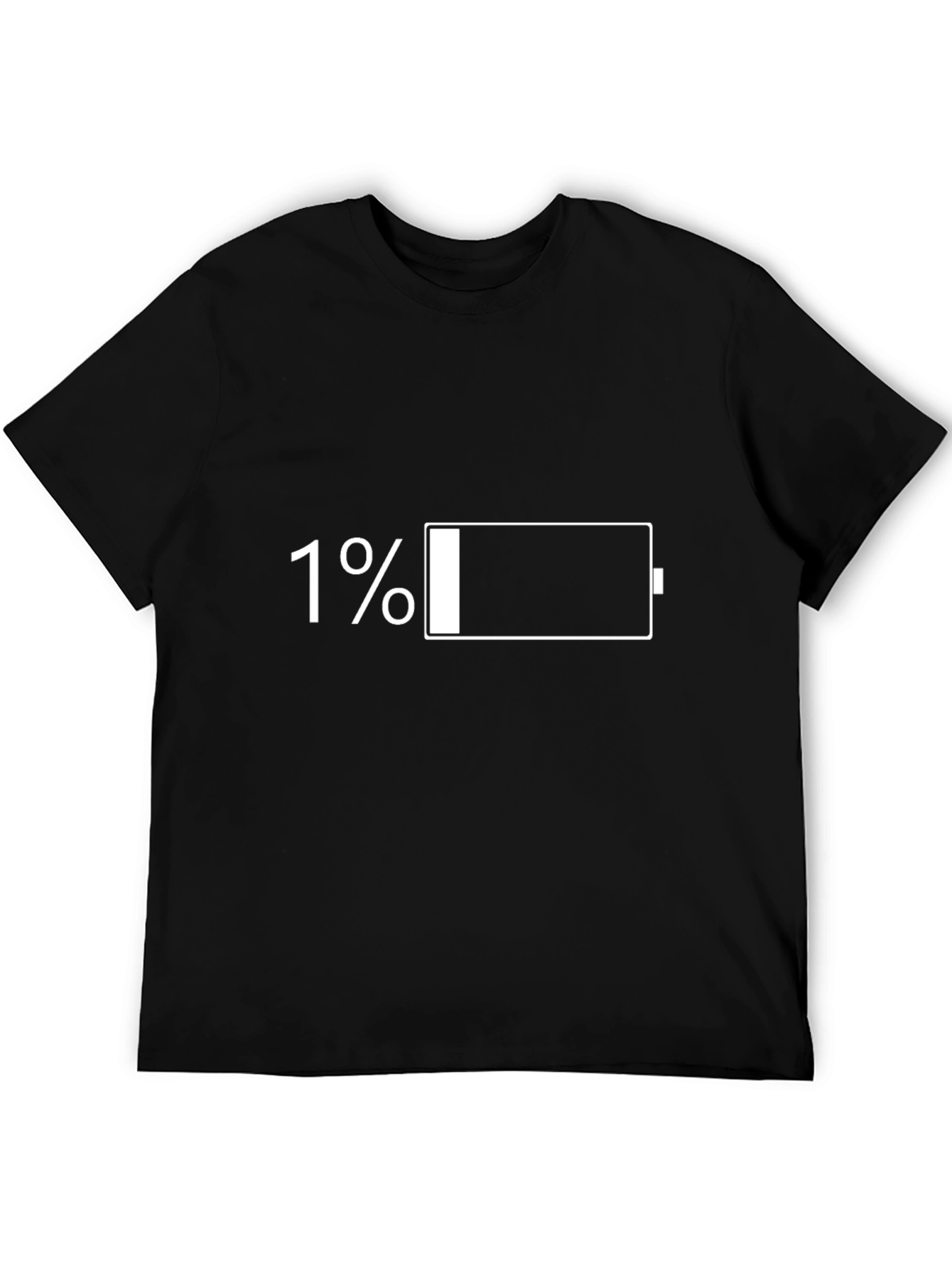 1% Battery Black T-Shirt - Low Power Mode