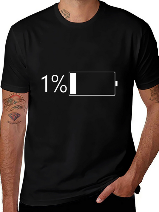 1% Battery Black T-Shirt - Low Power Mode