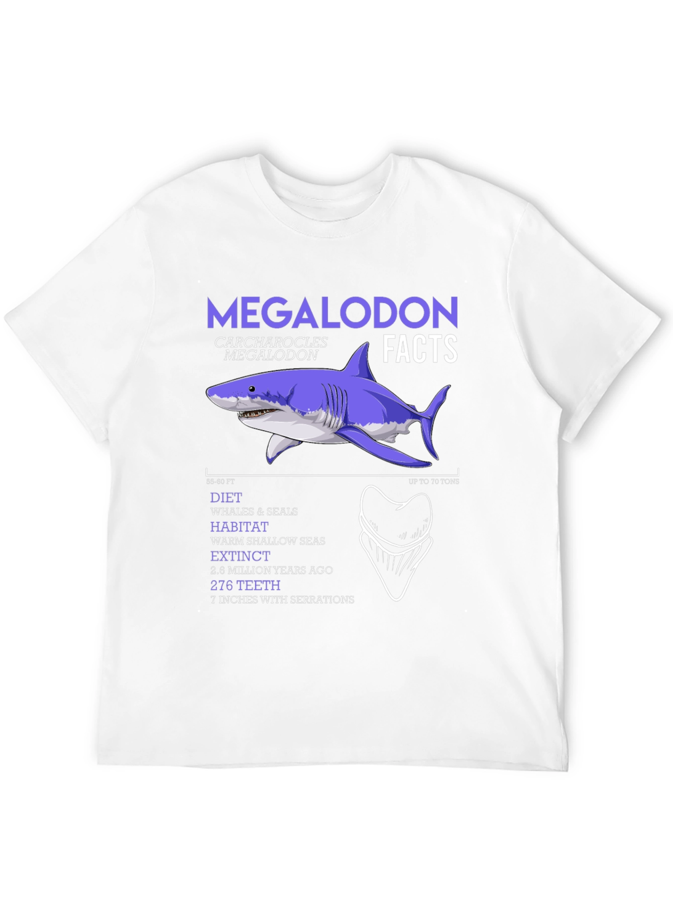 Megalodon Facts Graphic T-Shirt - Shark Lover Tee