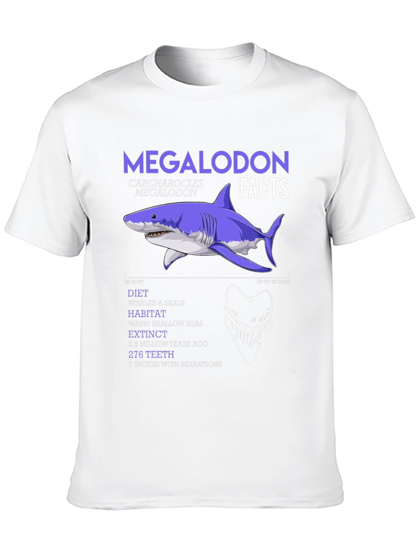 Megalodon Facts Graphic T-Shirt - Shark Lover Tee
