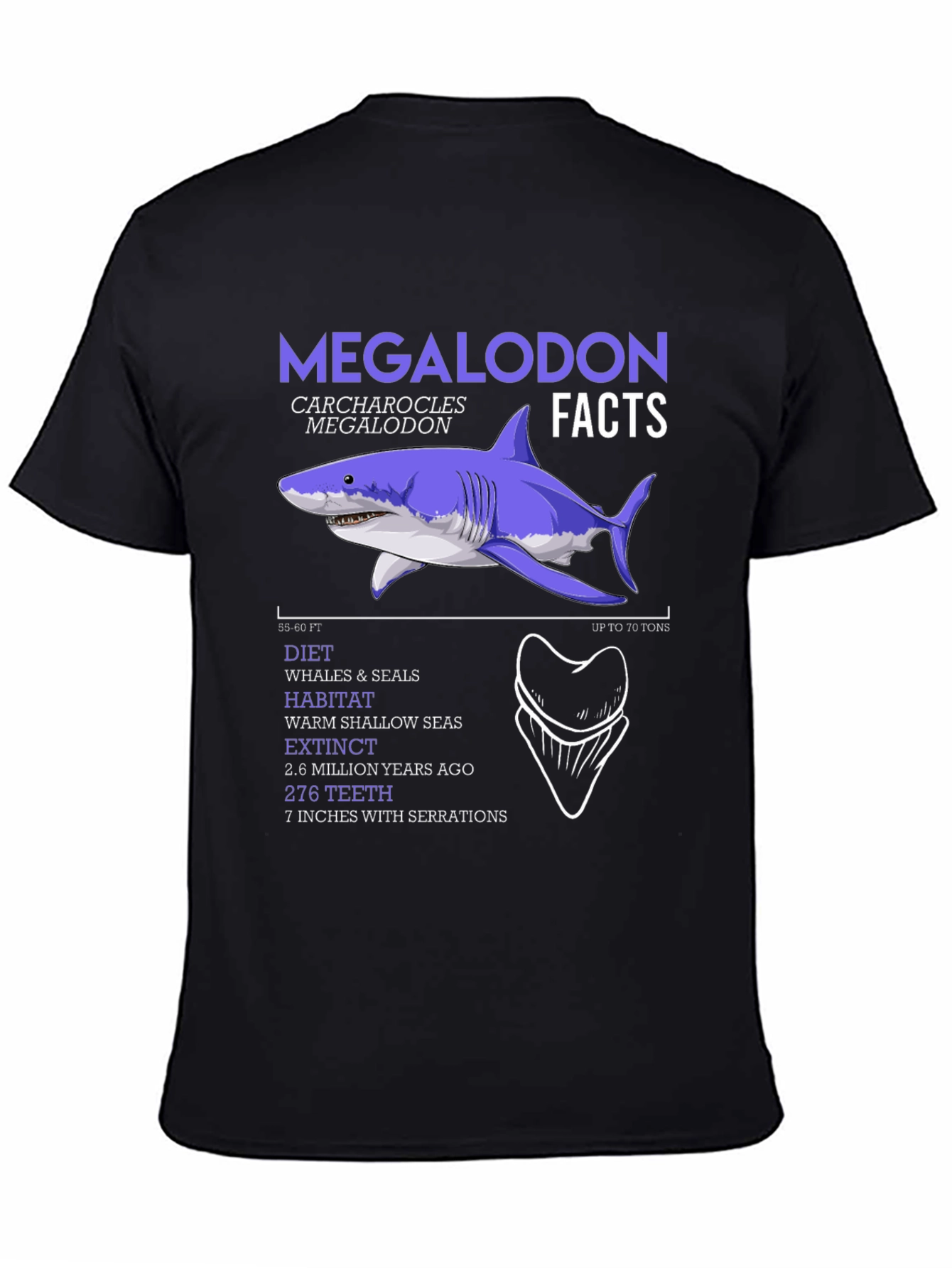 Megalodon Facts Graphic T-Shirt - Shark Lover Tee