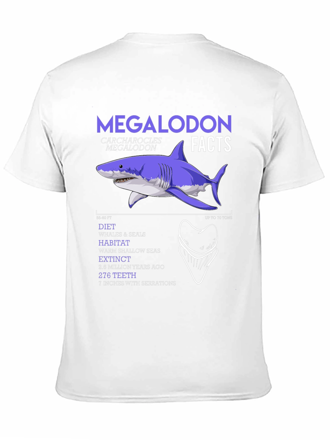 Megalodon Facts Graphic T-Shirt - Shark Lover Tee