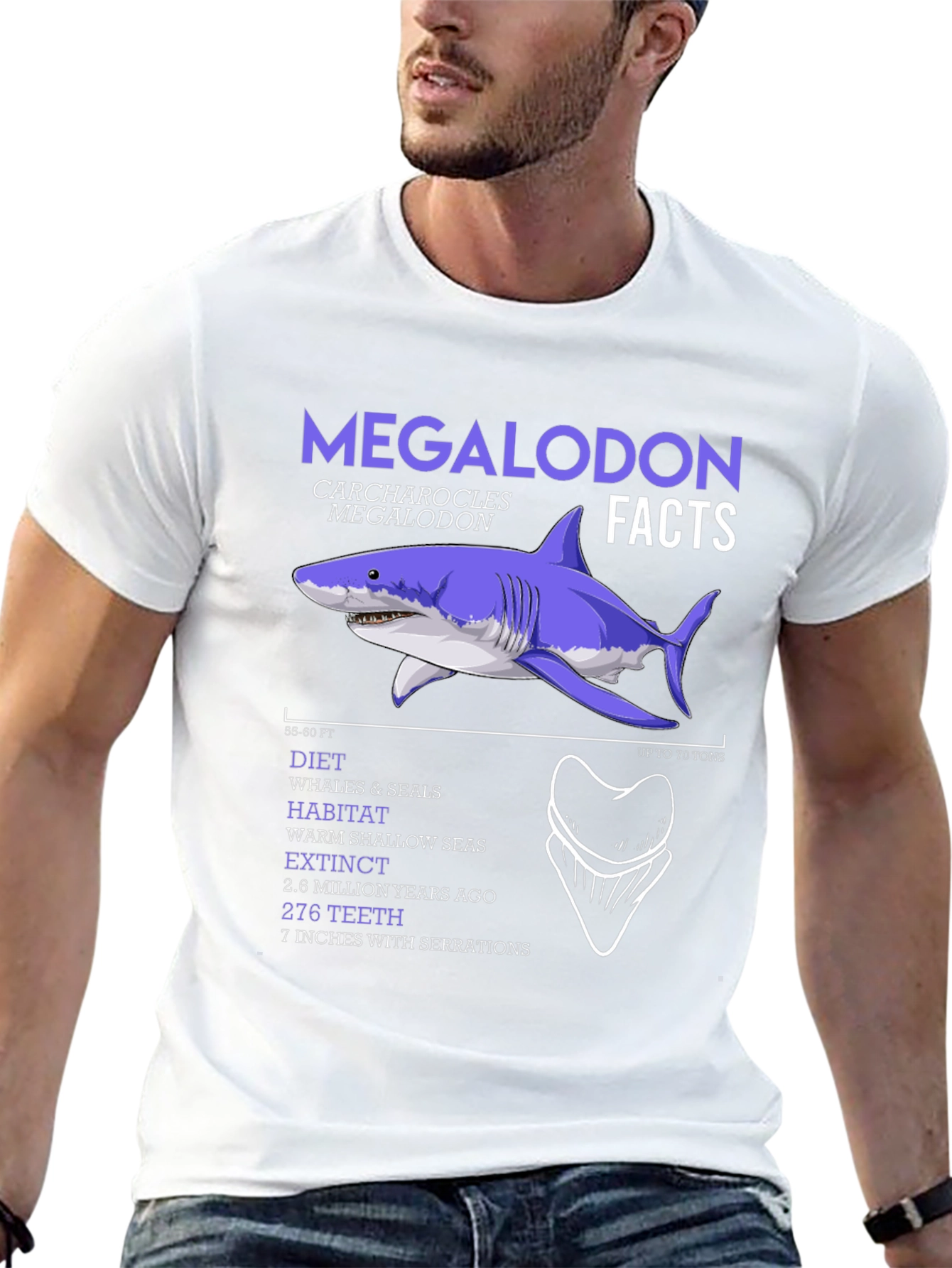 Megalodon Facts Graphic T-Shirt - Shark Lover Tee