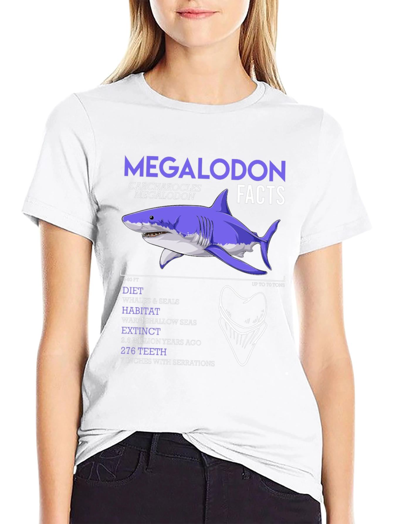 Megalodon Facts Graphic T-Shirt - Shark Lover Tee
