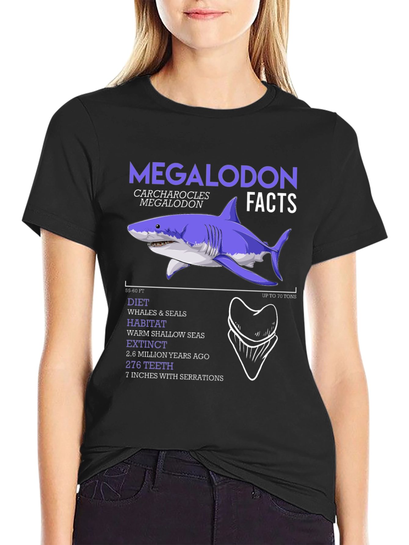 Megalodon Facts Graphic T-Shirt - Shark Lover Tee