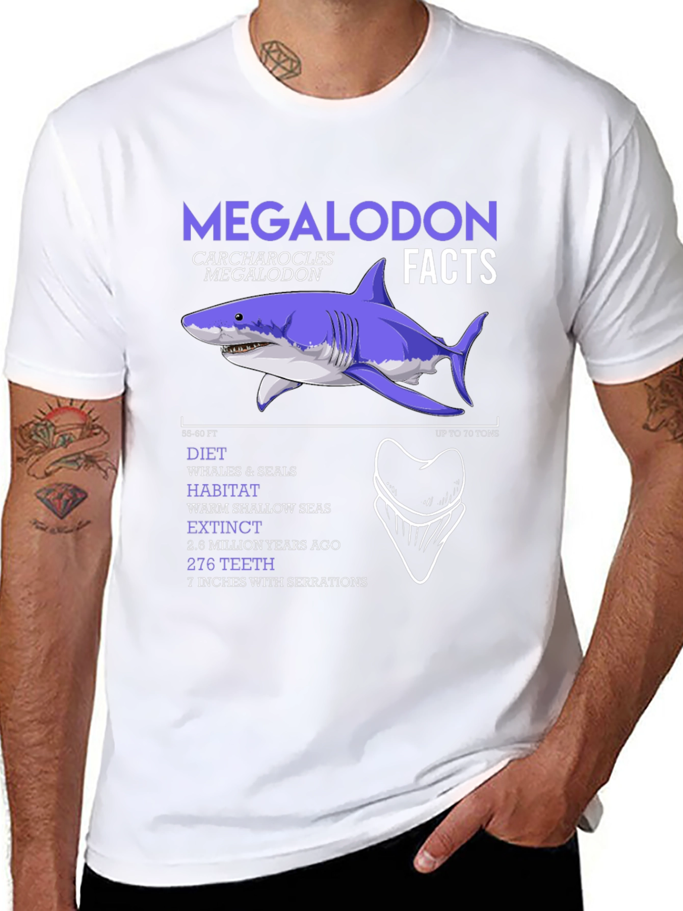 Megalodon Facts Graphic T-Shirt - Shark Lover Tee