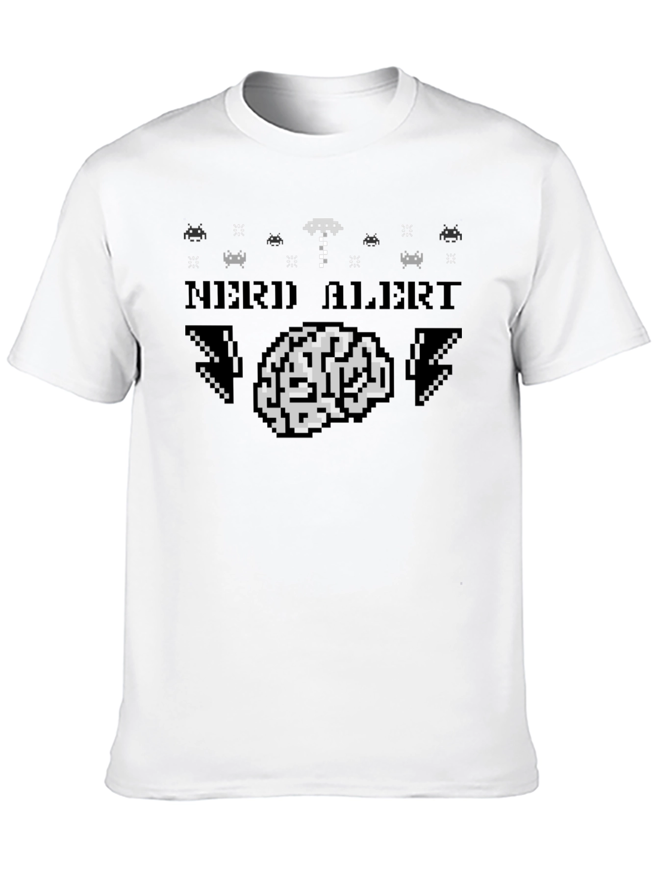Nerd Alert Pixel Brain Graphic Tee