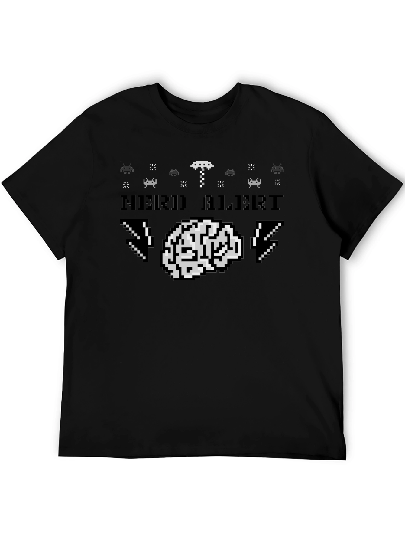 Nerd Alert Pixel Brain Graphic Tee