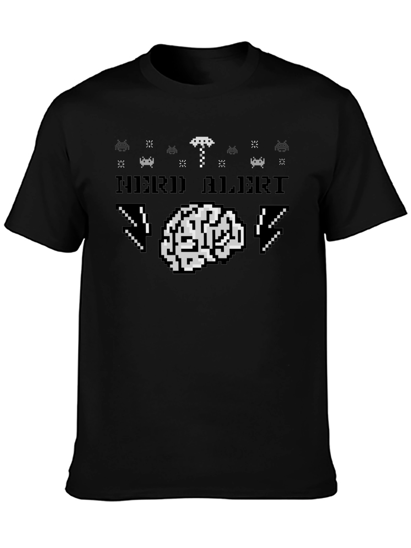 Nerd Alert Pixel Brain Graphic Tee