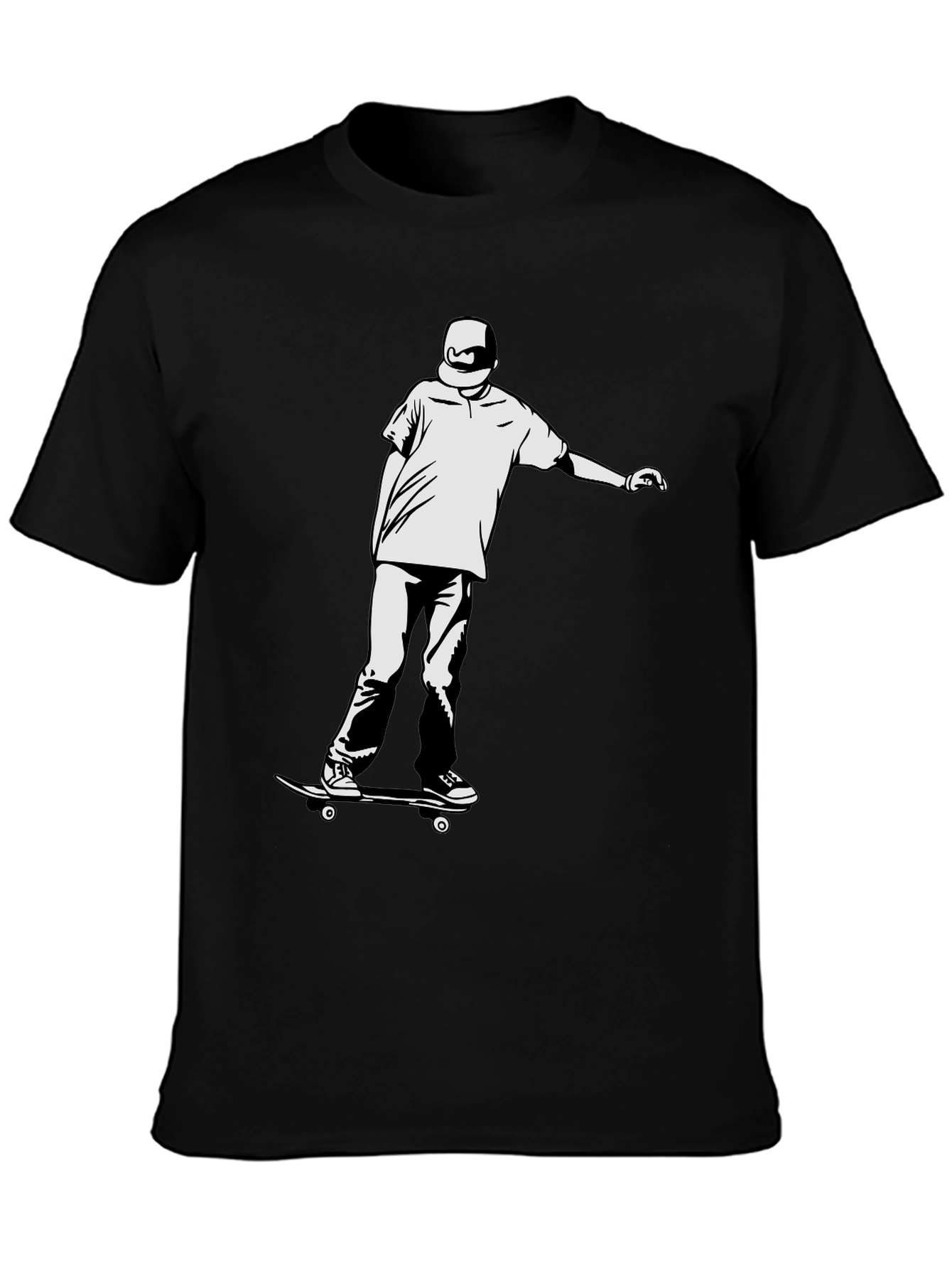 Skateboarding T-Shirt - Black Cotton Tee