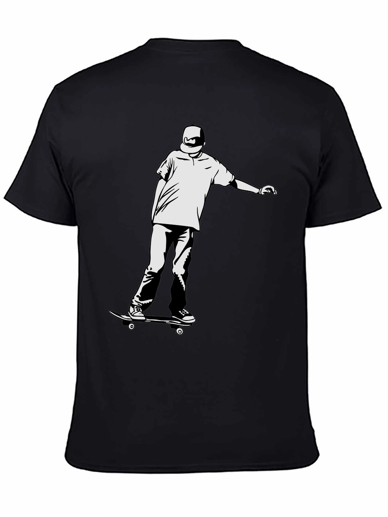 Skateboarding T-Shirt - Black Cotton Tee