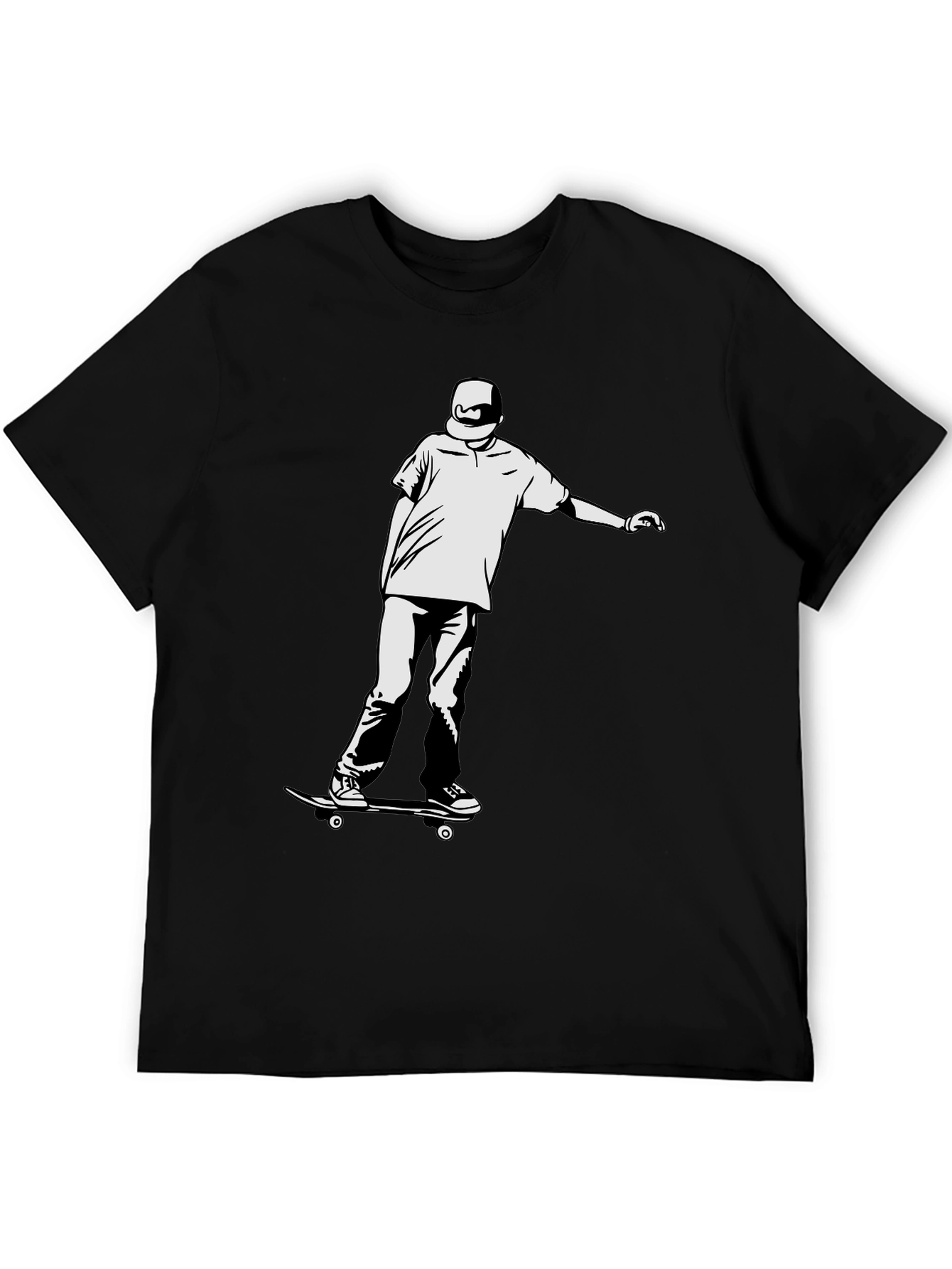 Skateboarding T-Shirt - Black Cotton Tee