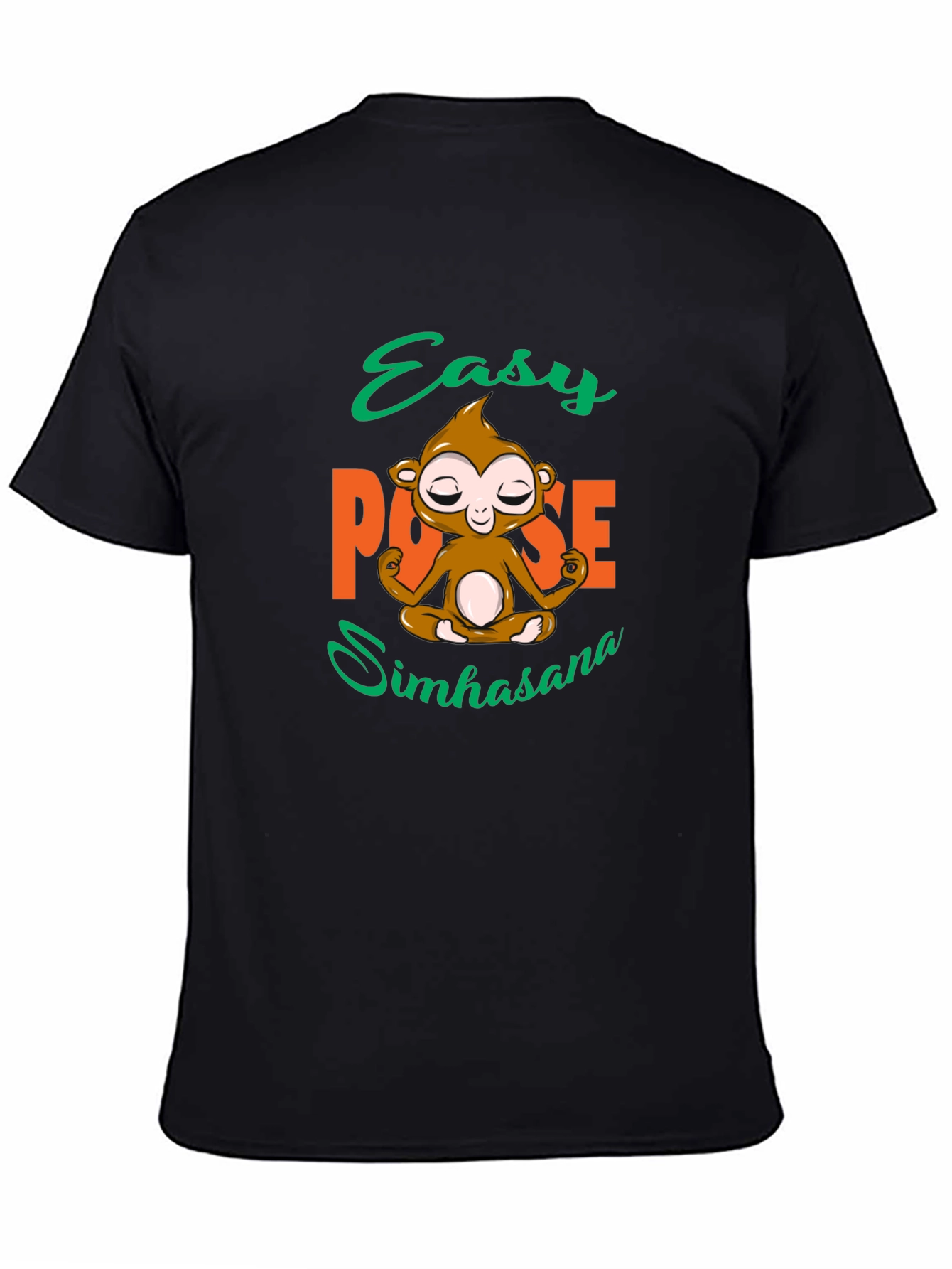 Yoga Monkey Easy Pose Simhasana Black T-Shirt