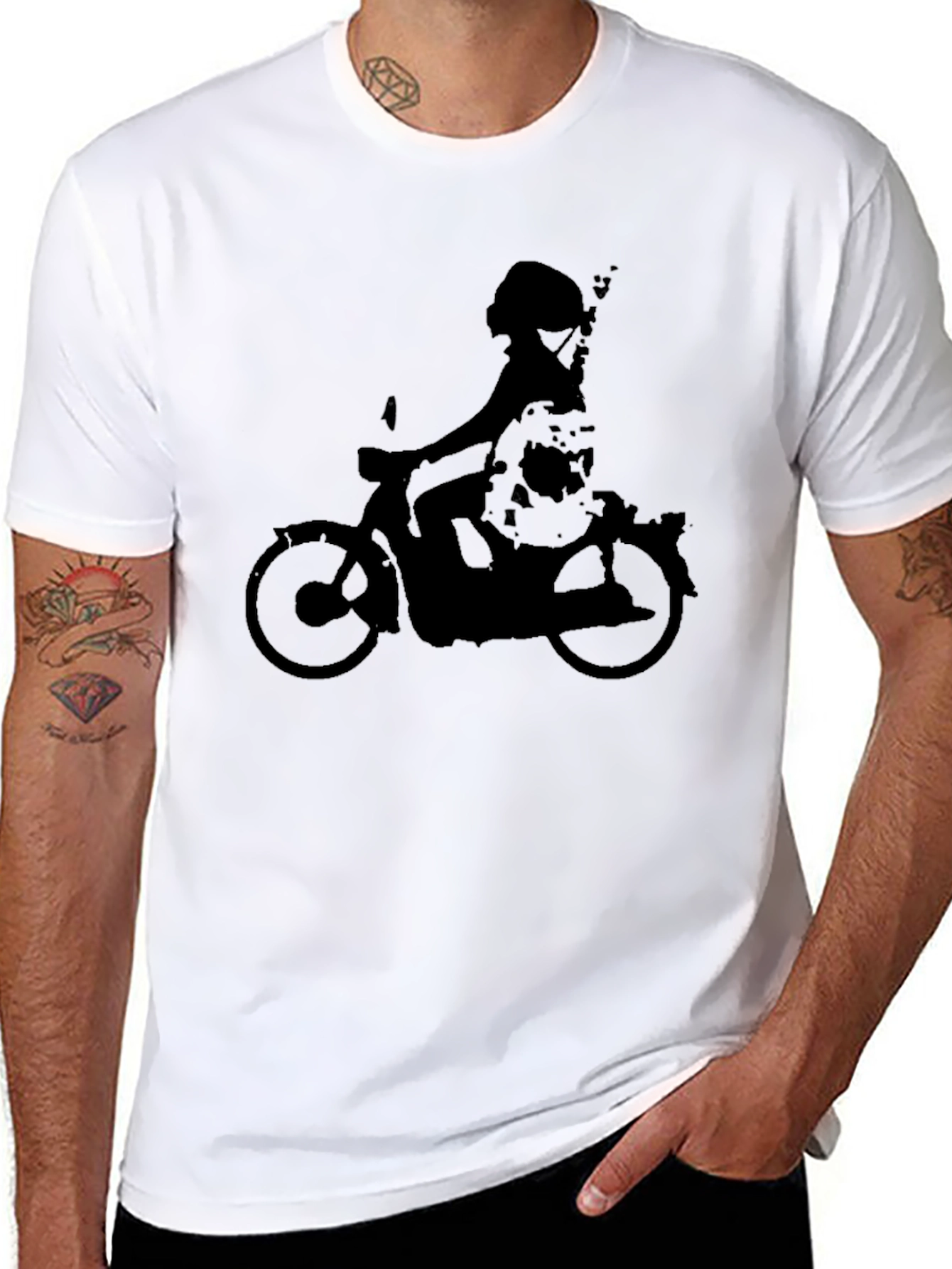 Cool Retro Scooter Graphic Black T-Shirt