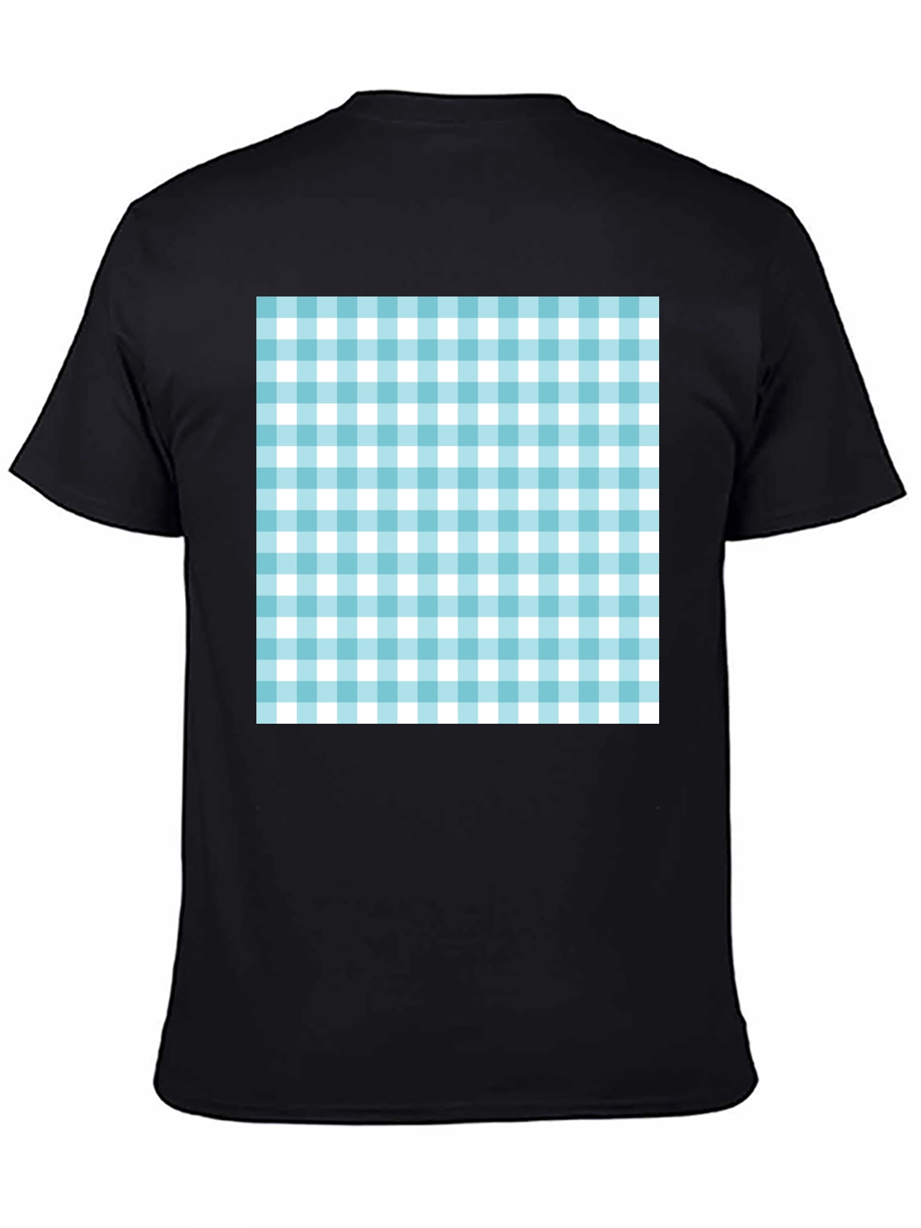 Gingham Pattern Black T-Shirt
