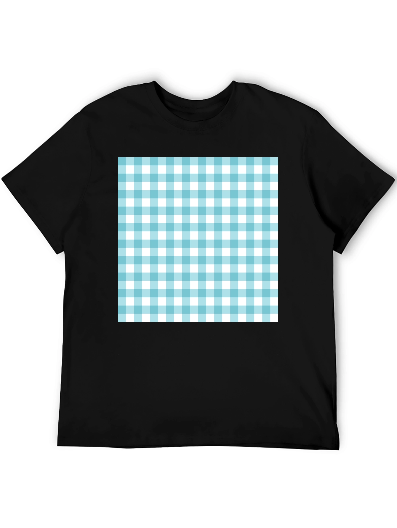 Gingham Pattern Black T-Shirt