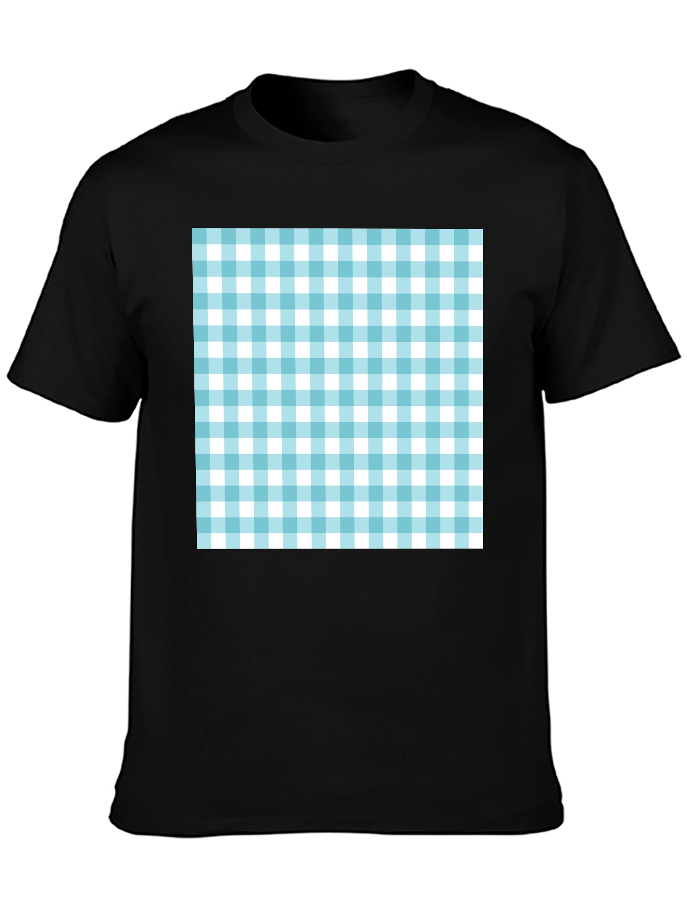 Gingham Pattern Black T-Shirt