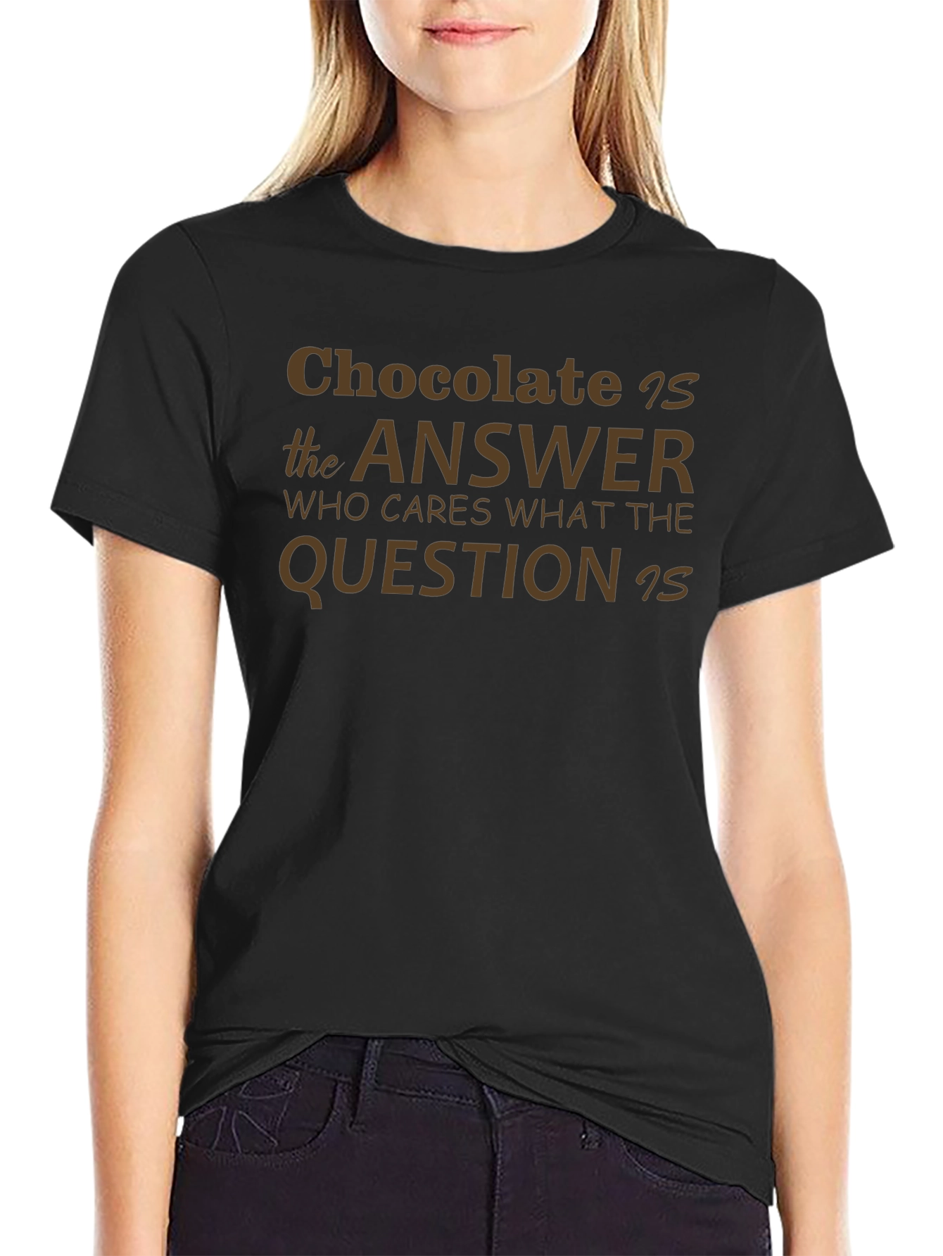 Chocolate is the Answer Mens Black T-Shirt