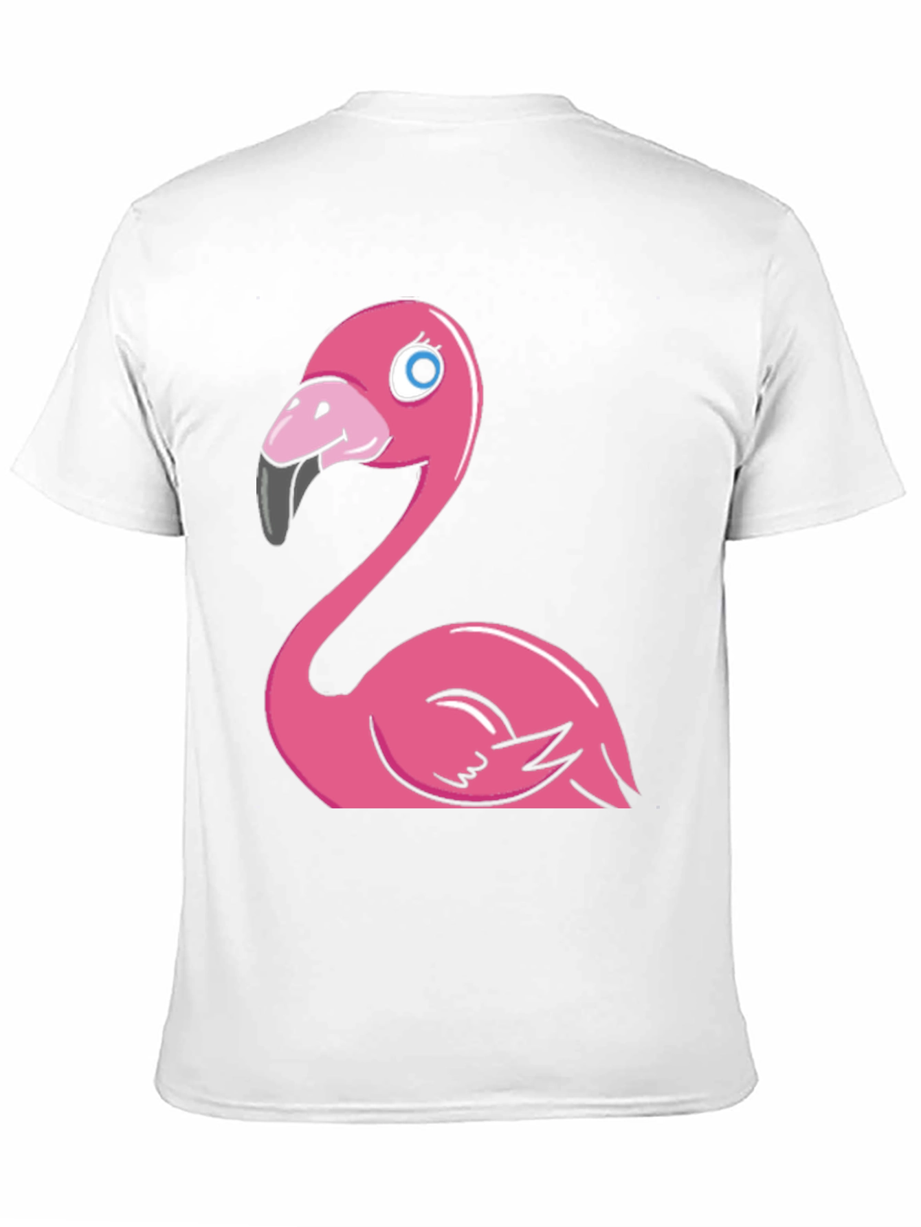 Cartoon Flamingo Graphic Tee - Black Cotton Blend