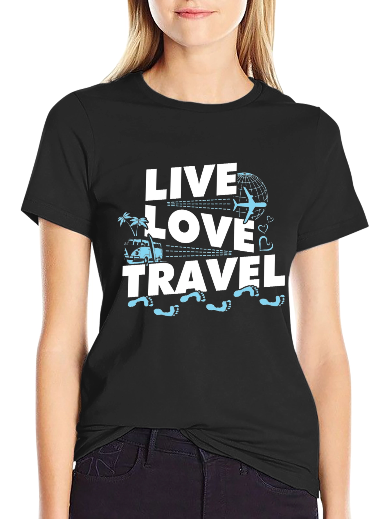 Live Love Travel Graphic Tee - Black
