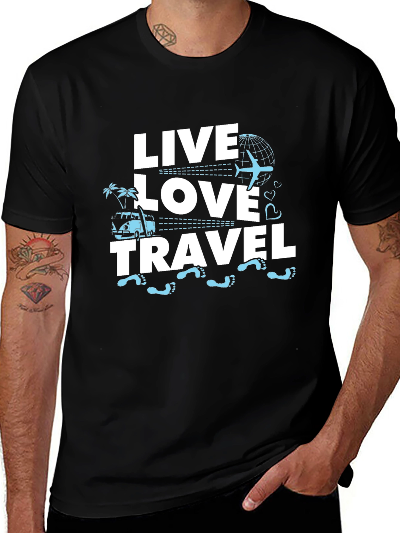 Live Love Travel Graphic Tee - Black