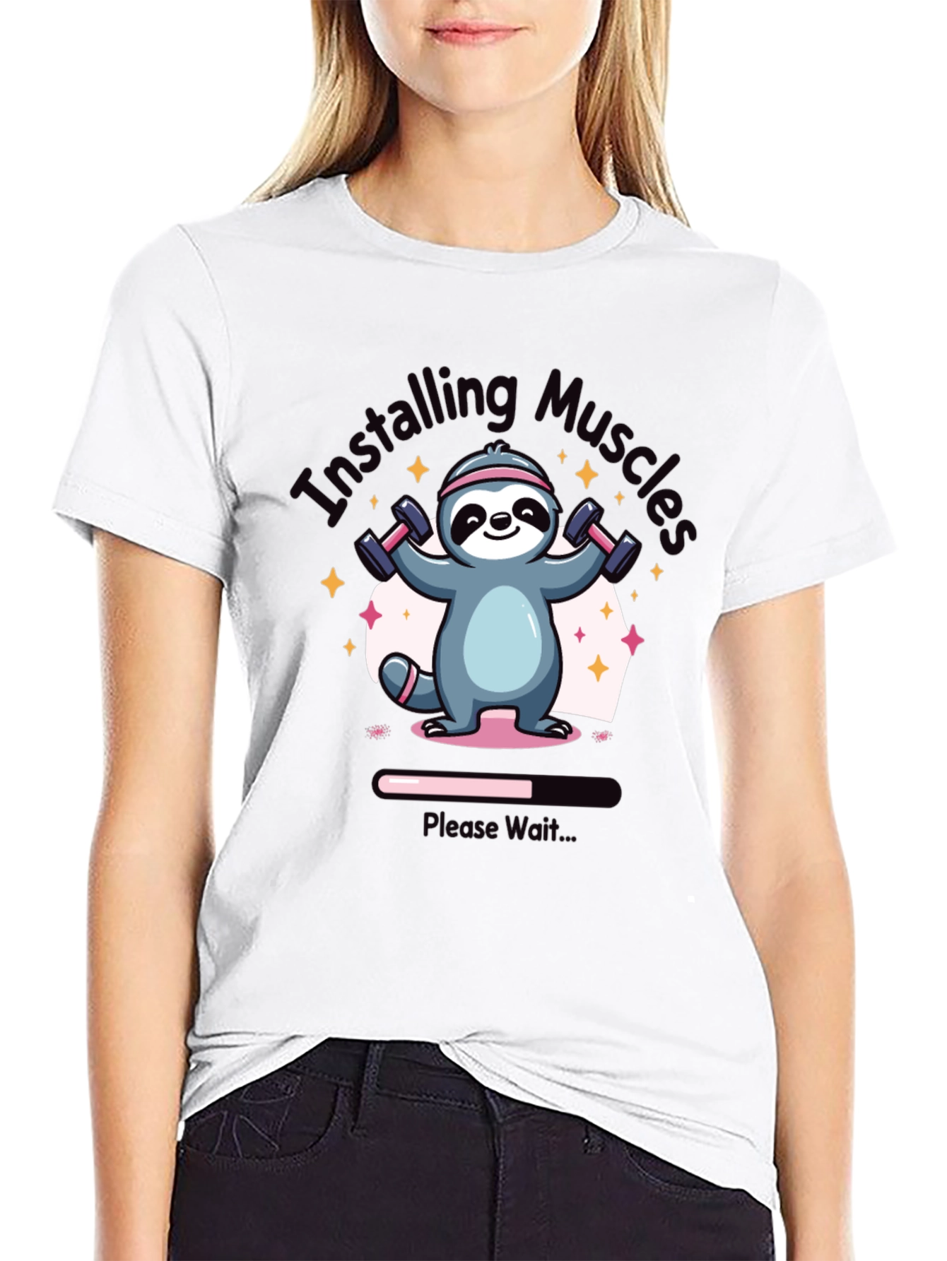 Installing Muscles Sloth Graphic Tee