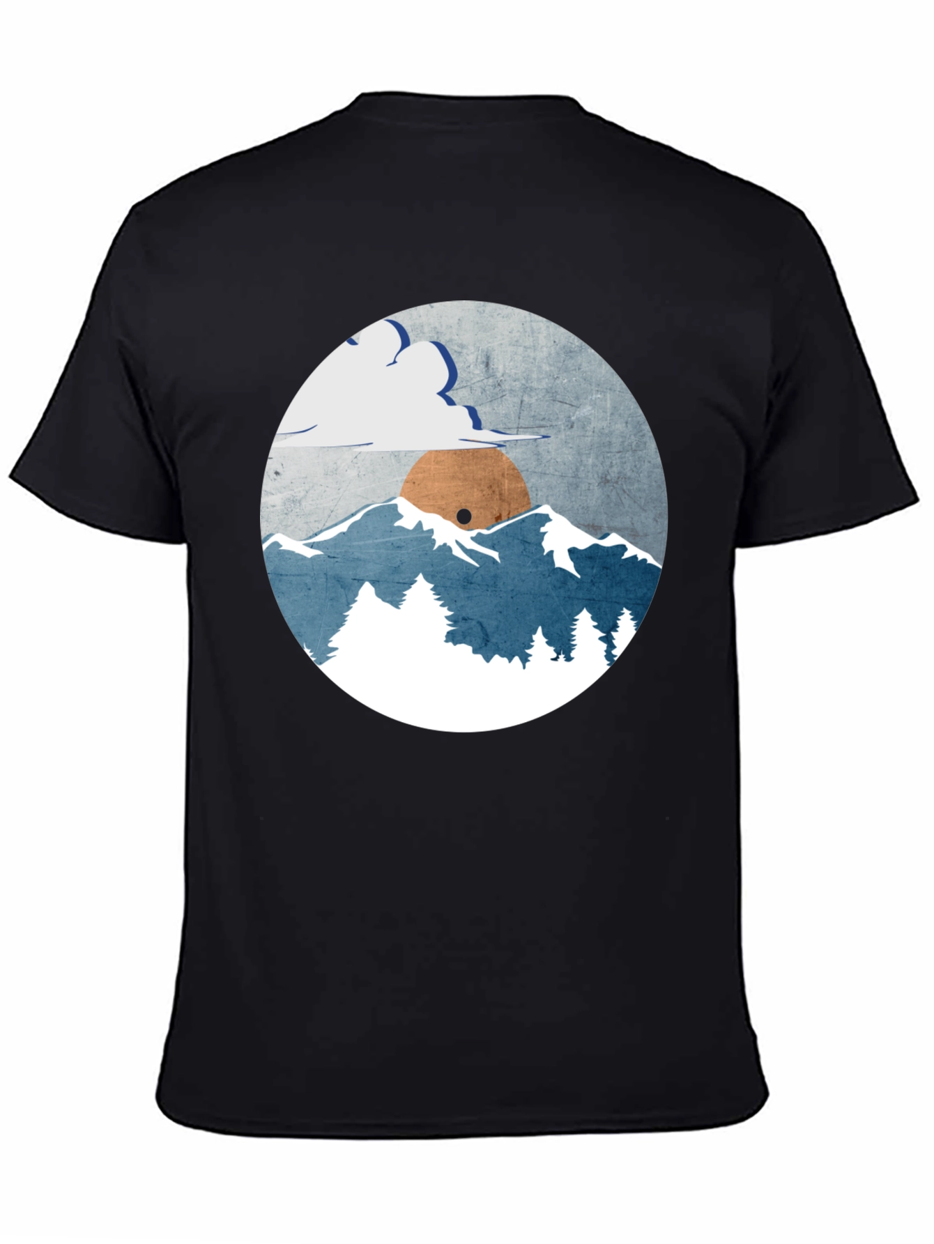 Mountain Sunset Graphic Tee - Soft Cotton Black T-Shirt