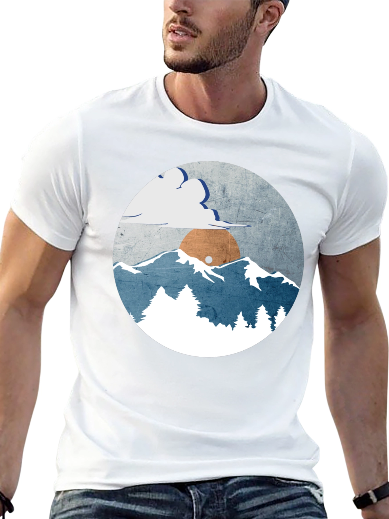 Mountain Sunset Graphic Tee - Soft Cotton Black T-Shirt