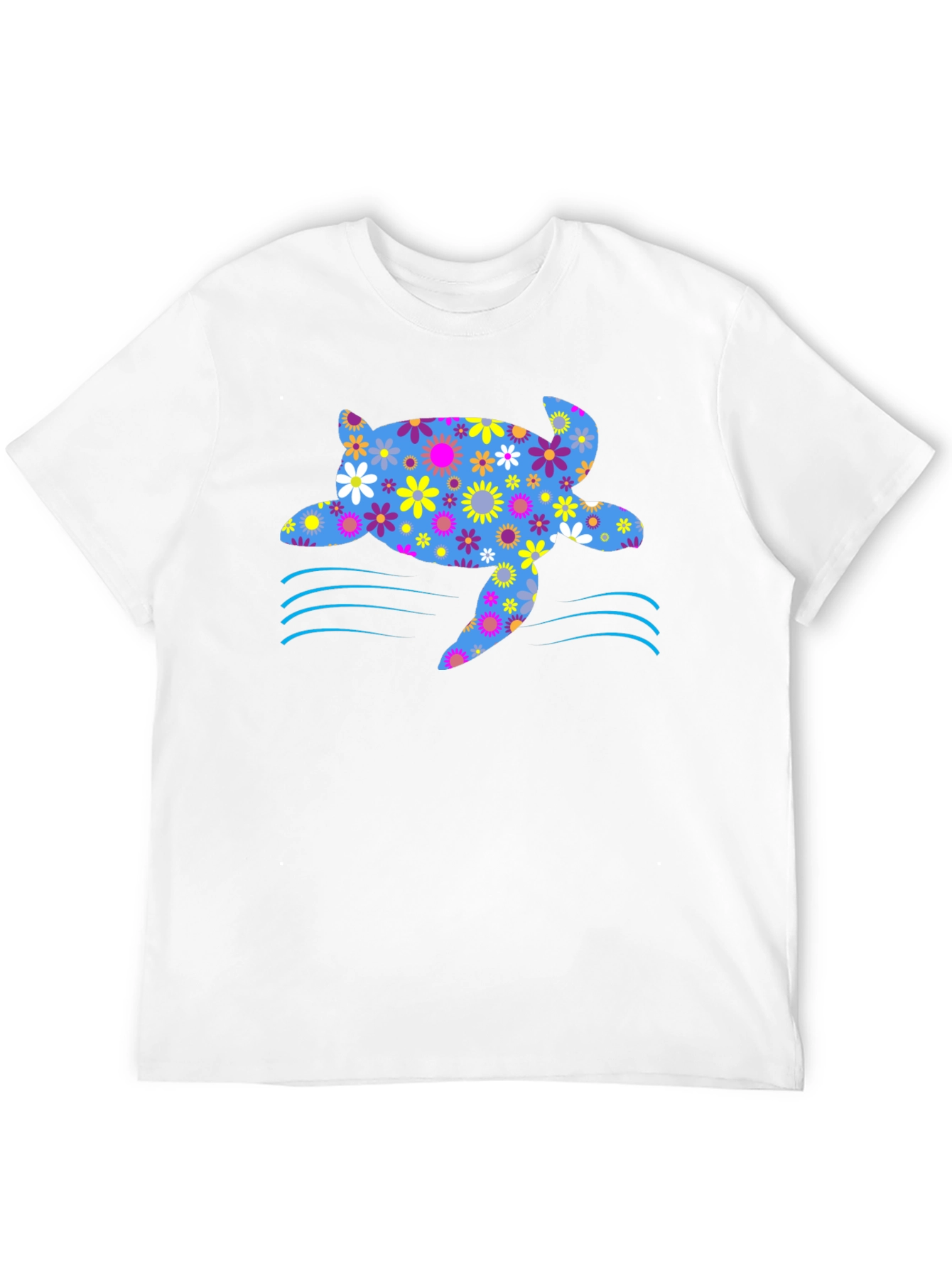 Floral Sea Turtle Graphic T-Shirt