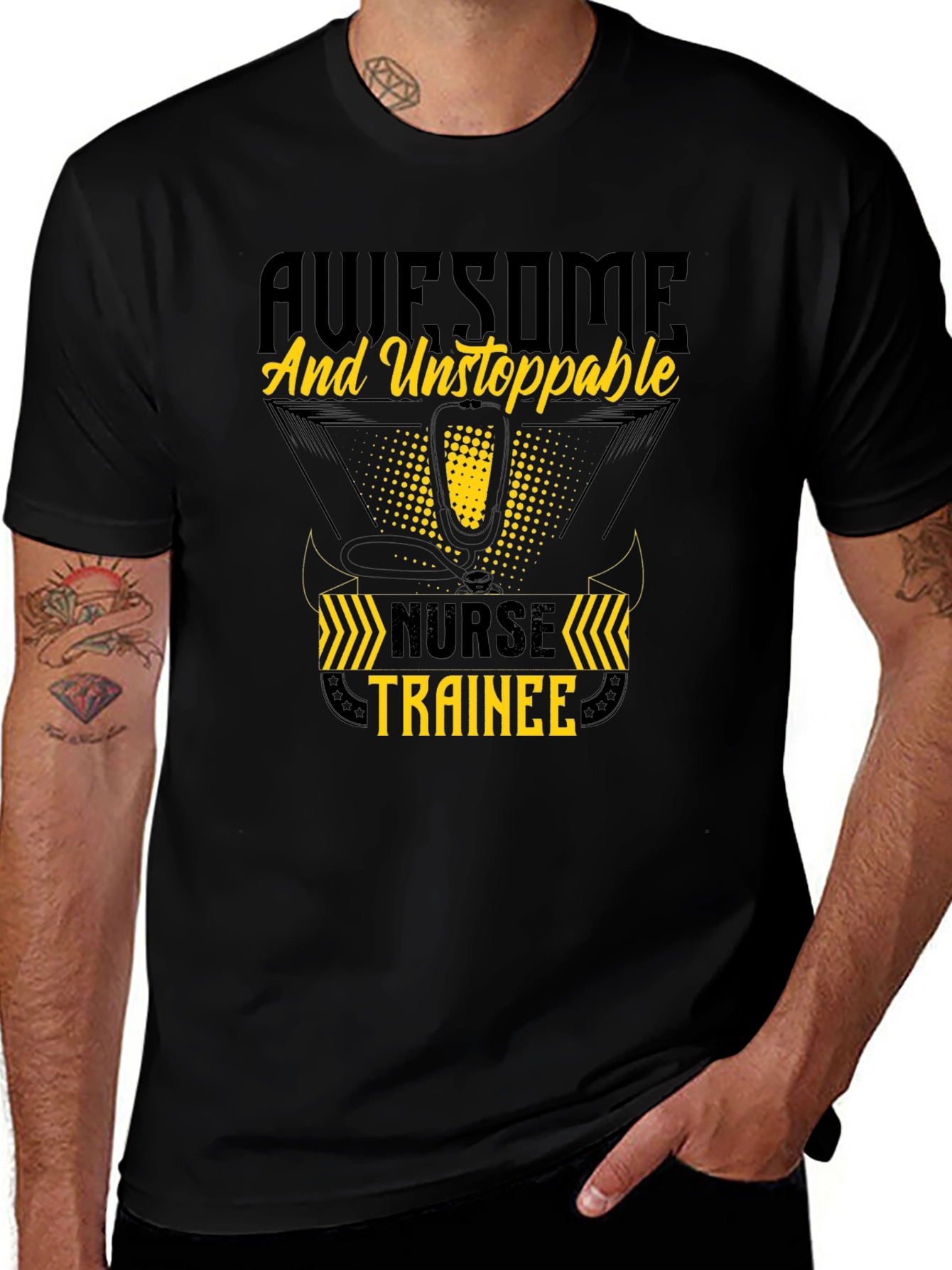Awesome Nurse Trainee T-Shirt - Black Cotton