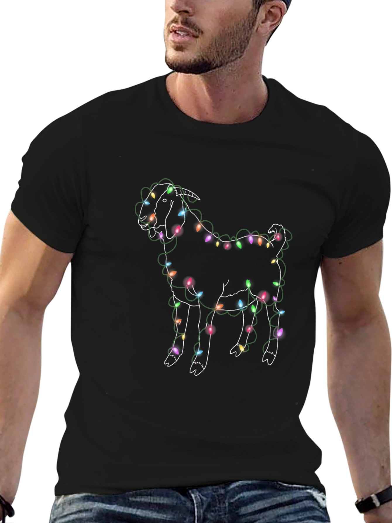 Festive Goat Christmas Lights T-Shirt