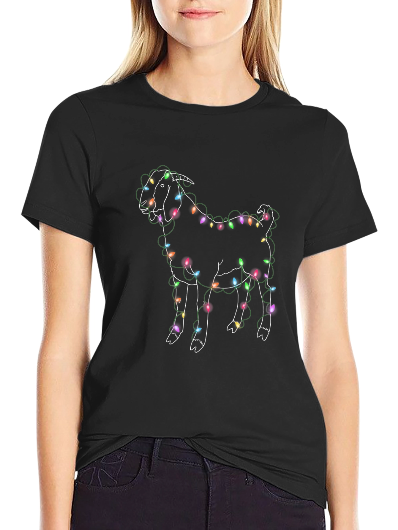 Festive Goat Christmas Lights T-Shirt